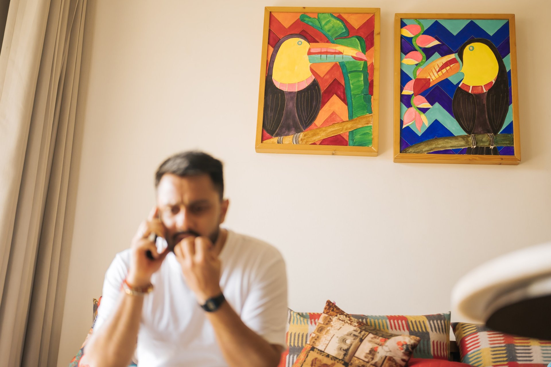 black blue and yellow textile