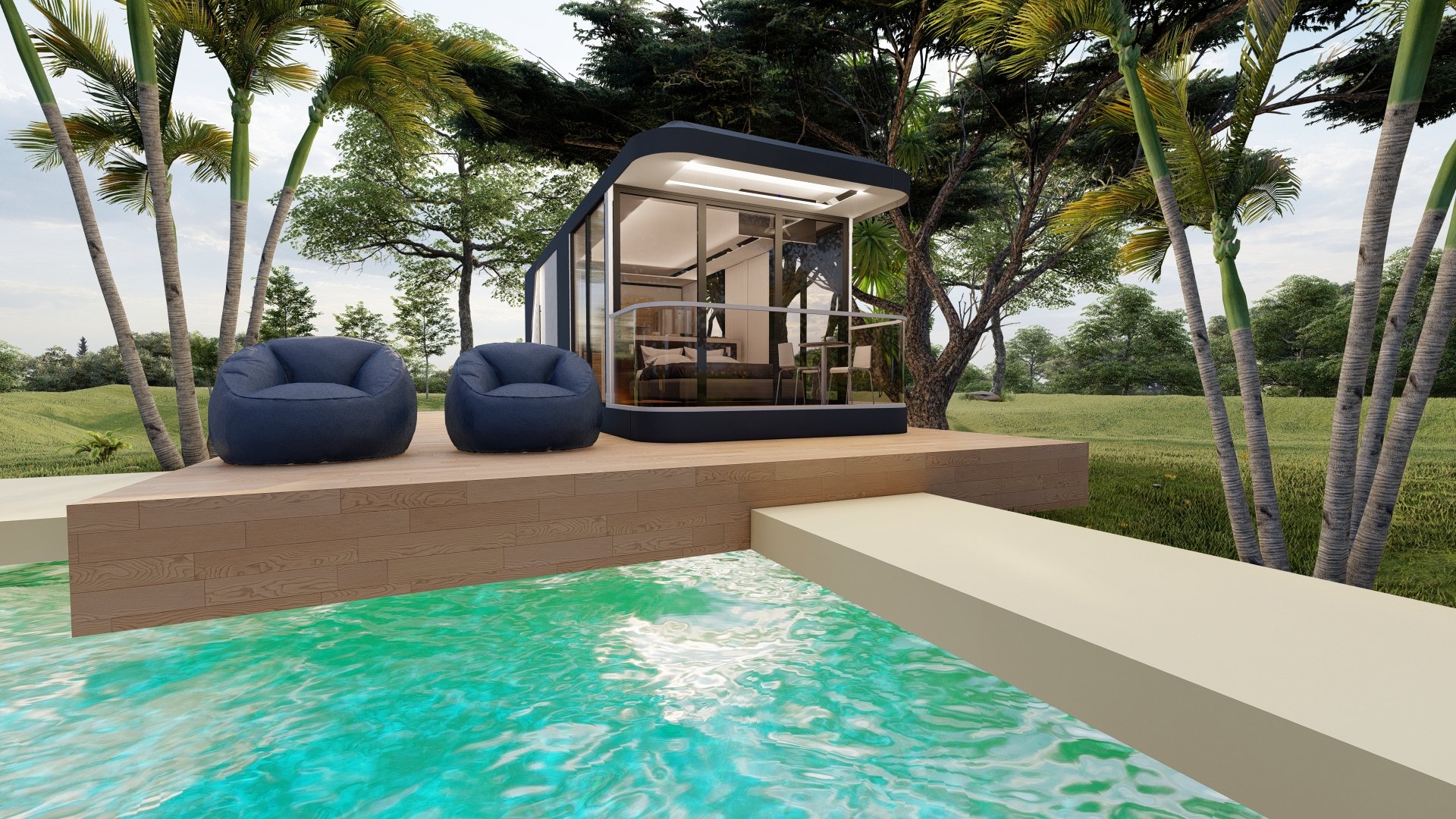 an abstract photo of a curved building with a blue sky in the background