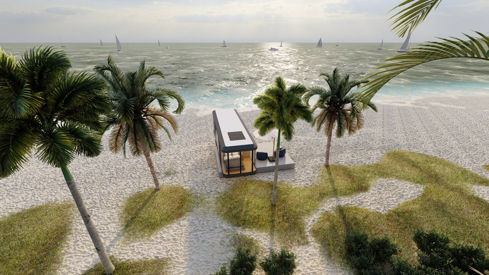 an abstract photo of a curved building with a blue sky in the background