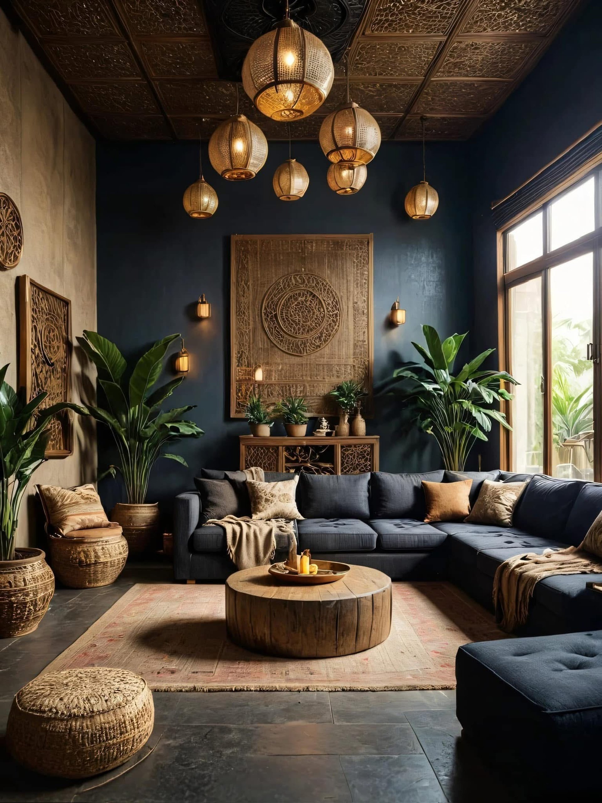 A beautiful boho living room in a Austin remodel