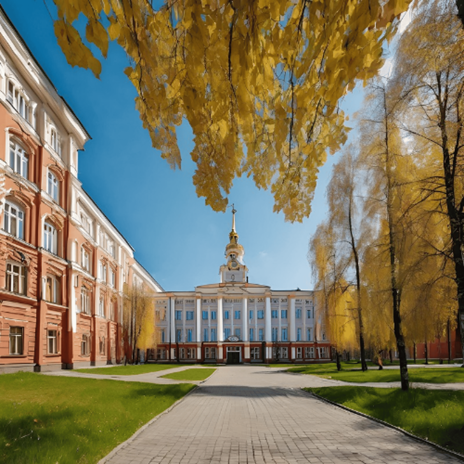 an abstract photo of a curved building with a blue sky in the background