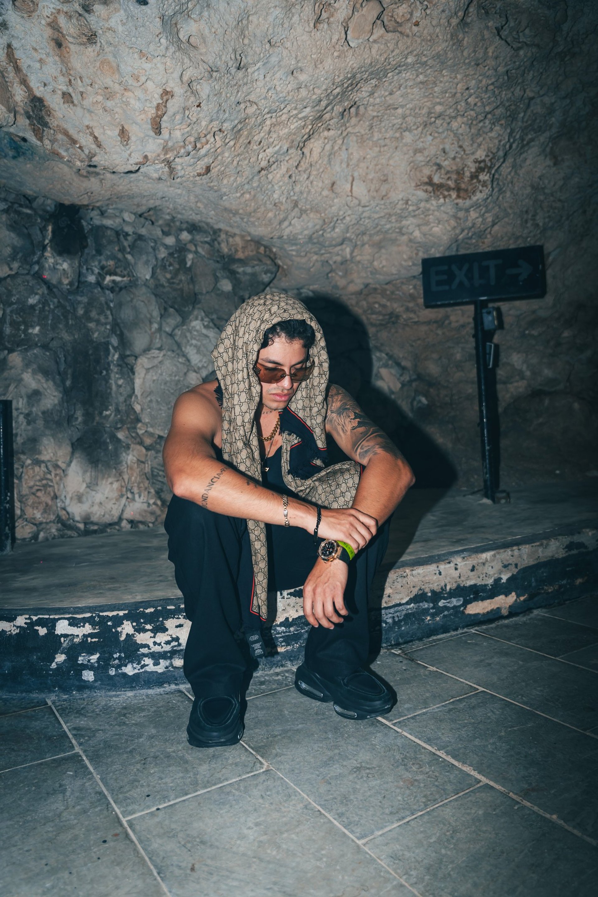 black blue and yellow textile