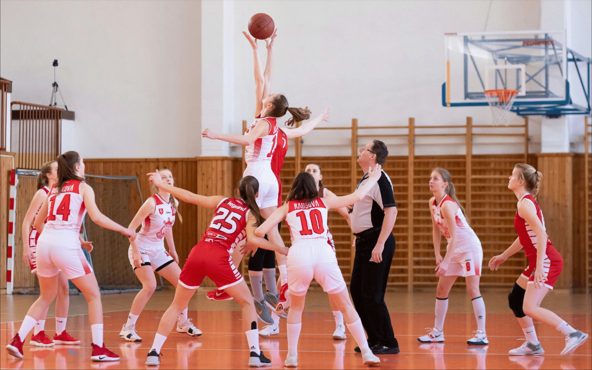 brown basketball near ring