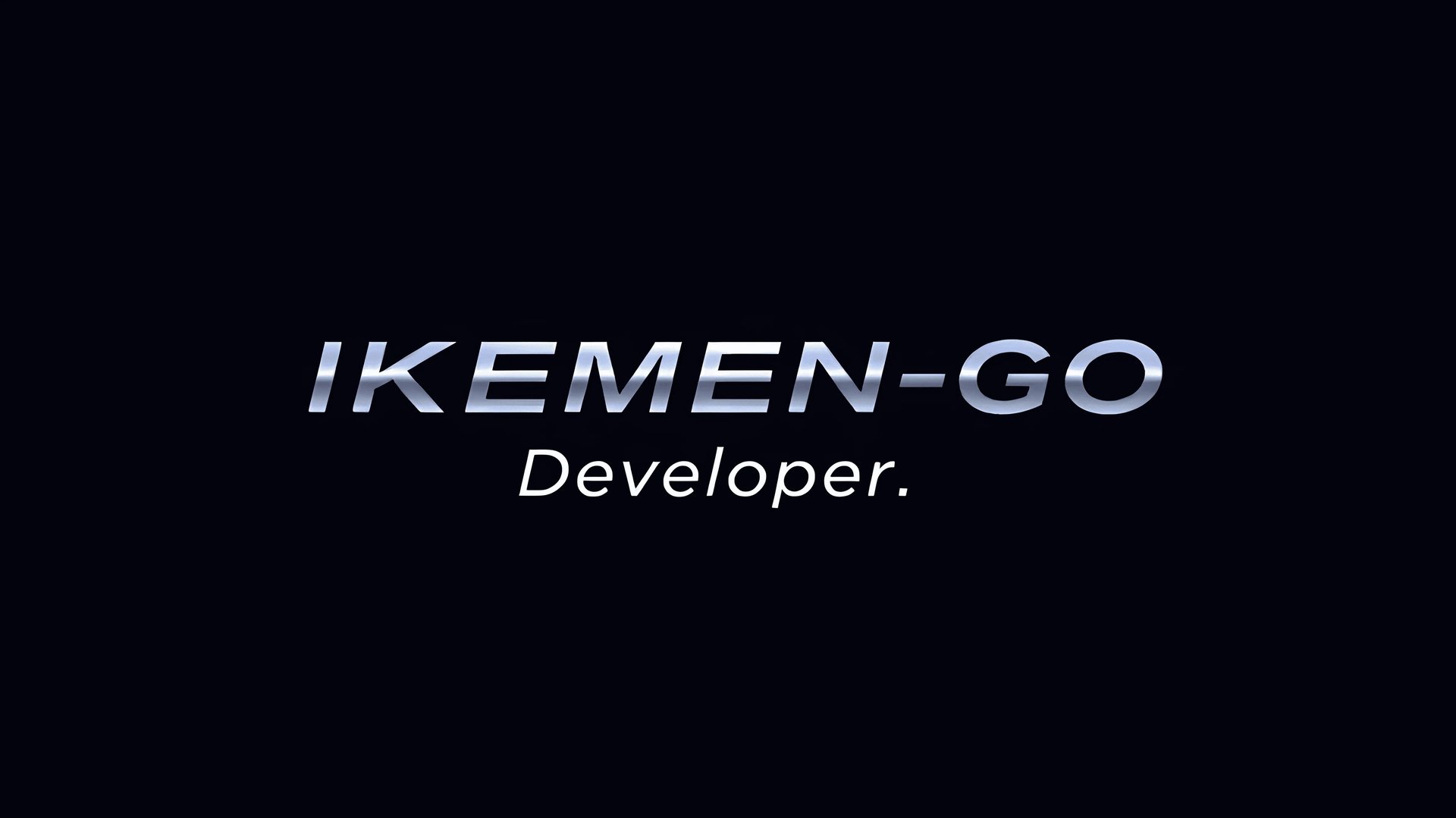 a black and white logo with the words, ikemen-go developer