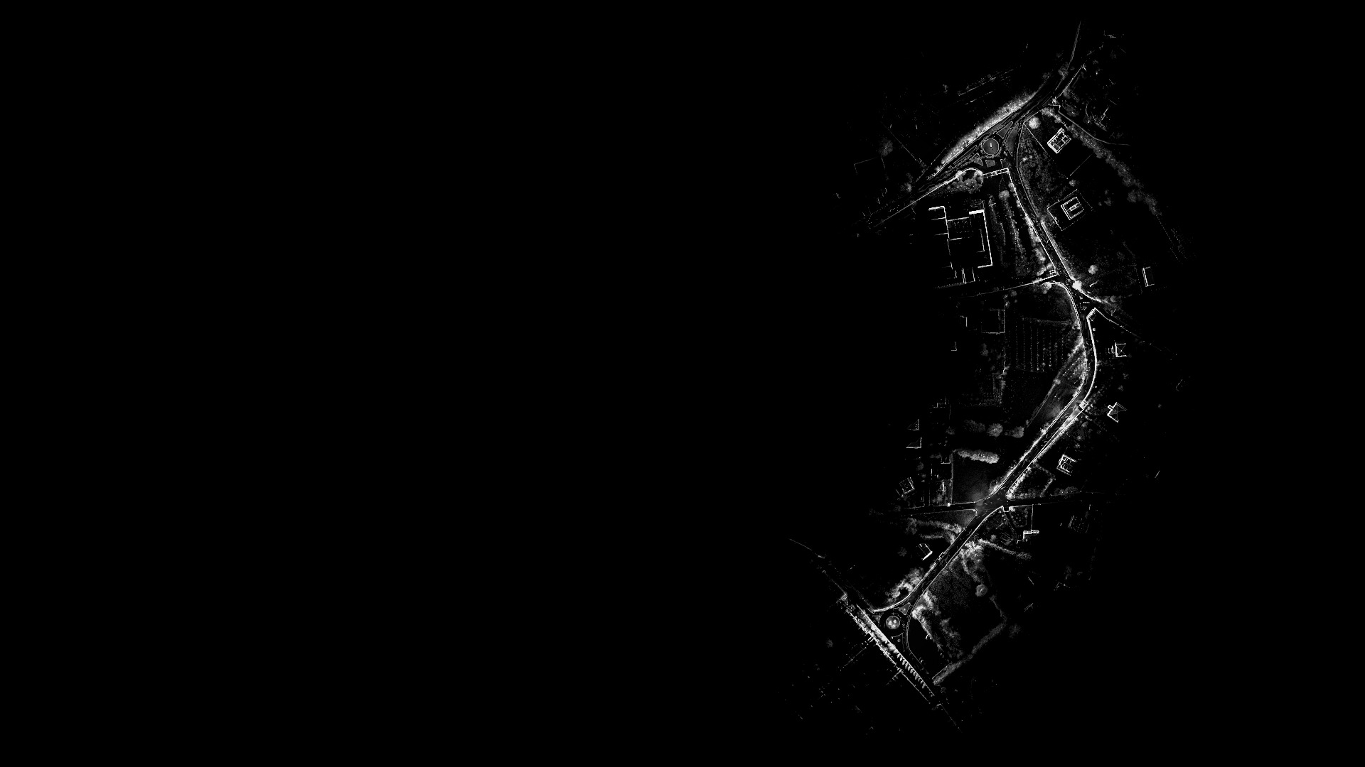 Nuvola di punti di una strada, ottenuta tramite rilievo topografico con laser scanner