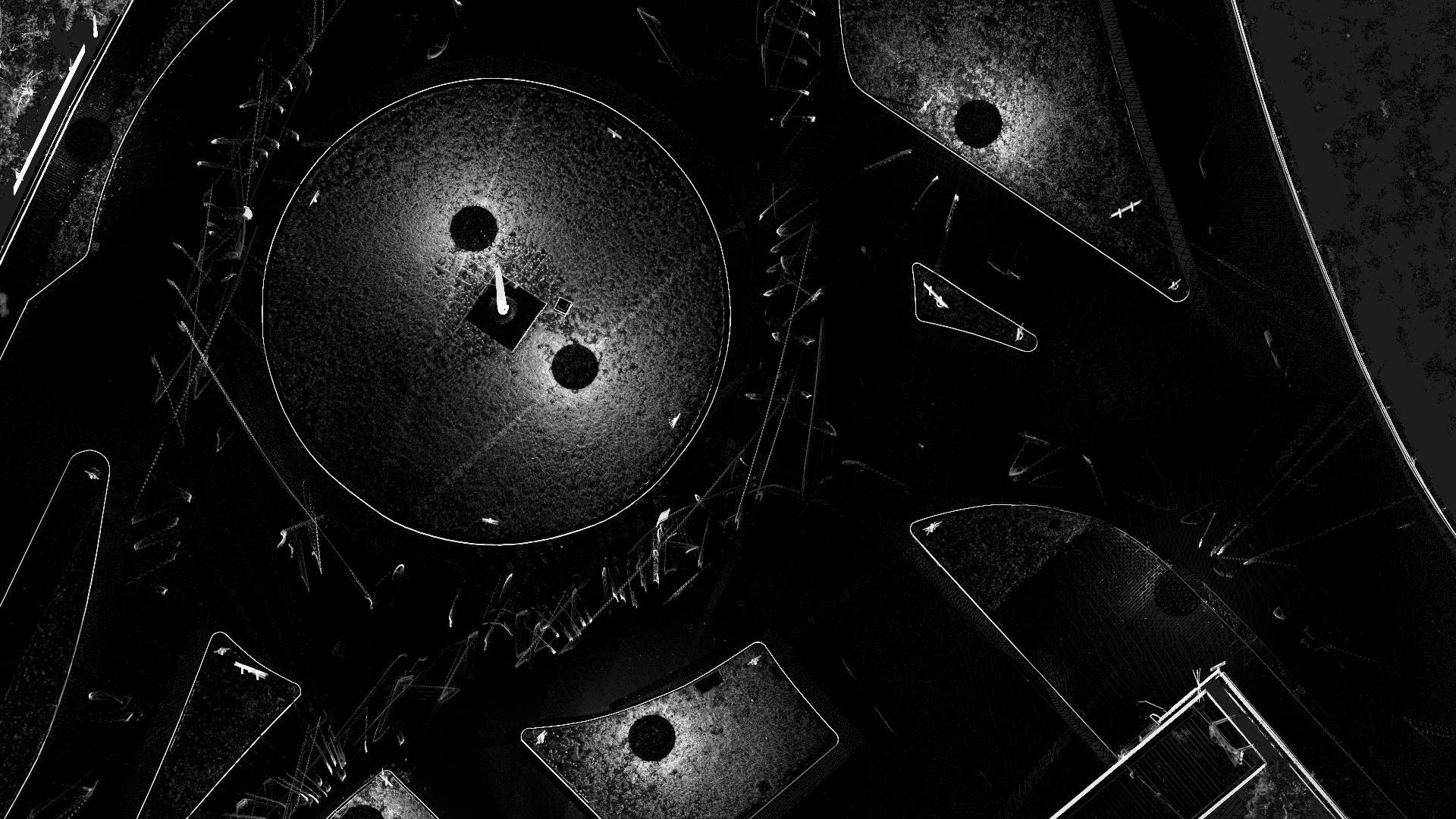 Nuvola di punti 3D una rotatoria stradale da rilievo laser carreggiate marciapiedi Agropoli Salerno Campania Firenze Bari