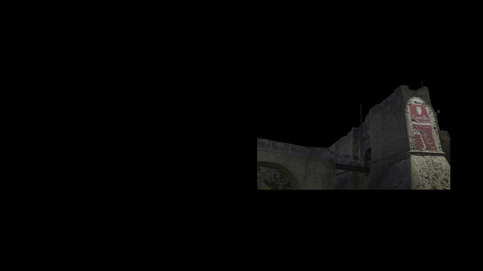 Nuvola di punti ottenuta da un rilievo 3D laser scanner di un castello nel Cilento Campania Agropoli dettagli architettonici