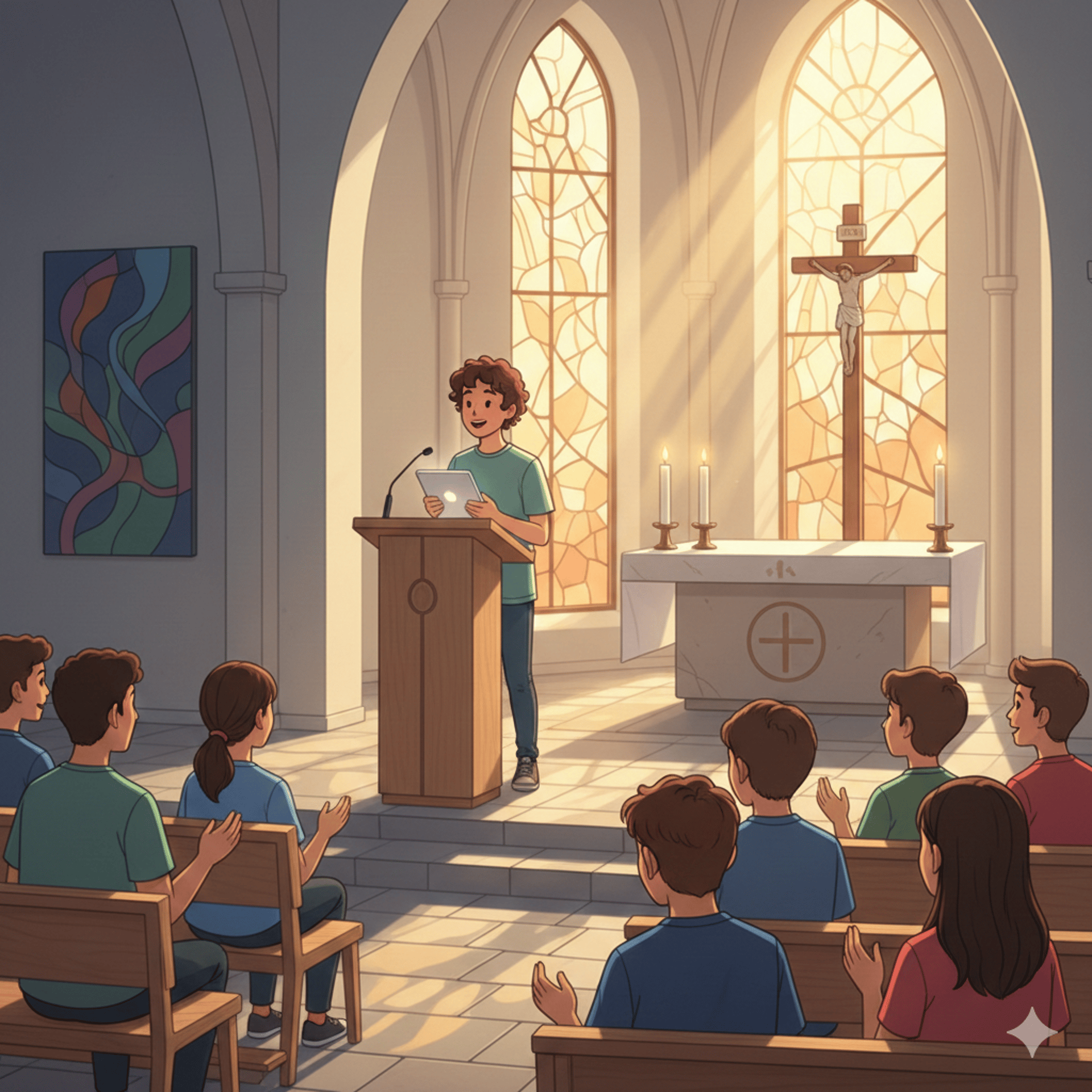 Joven leyendo la palabra en el misal diario