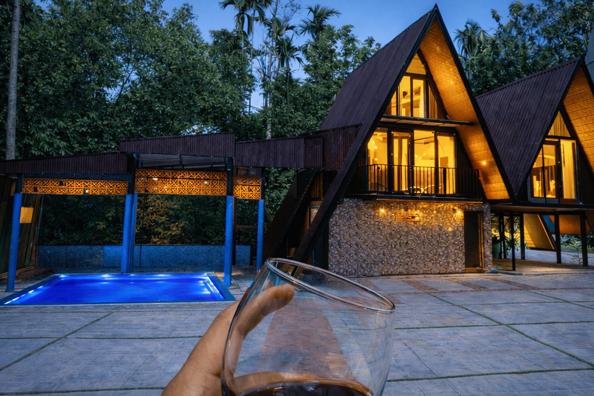 green metal rod on black and white pinstripe textile