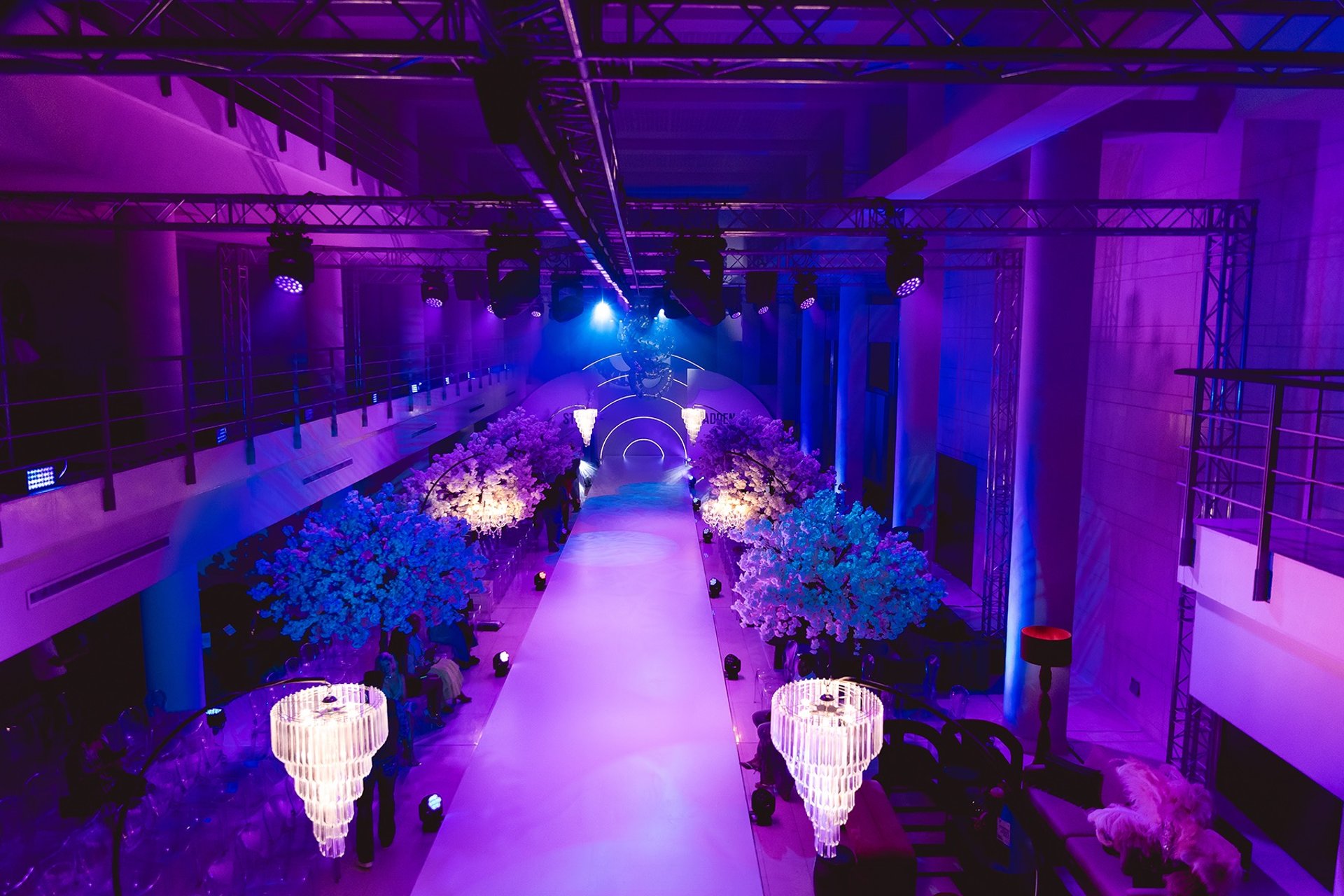 a stage that has some lights on it