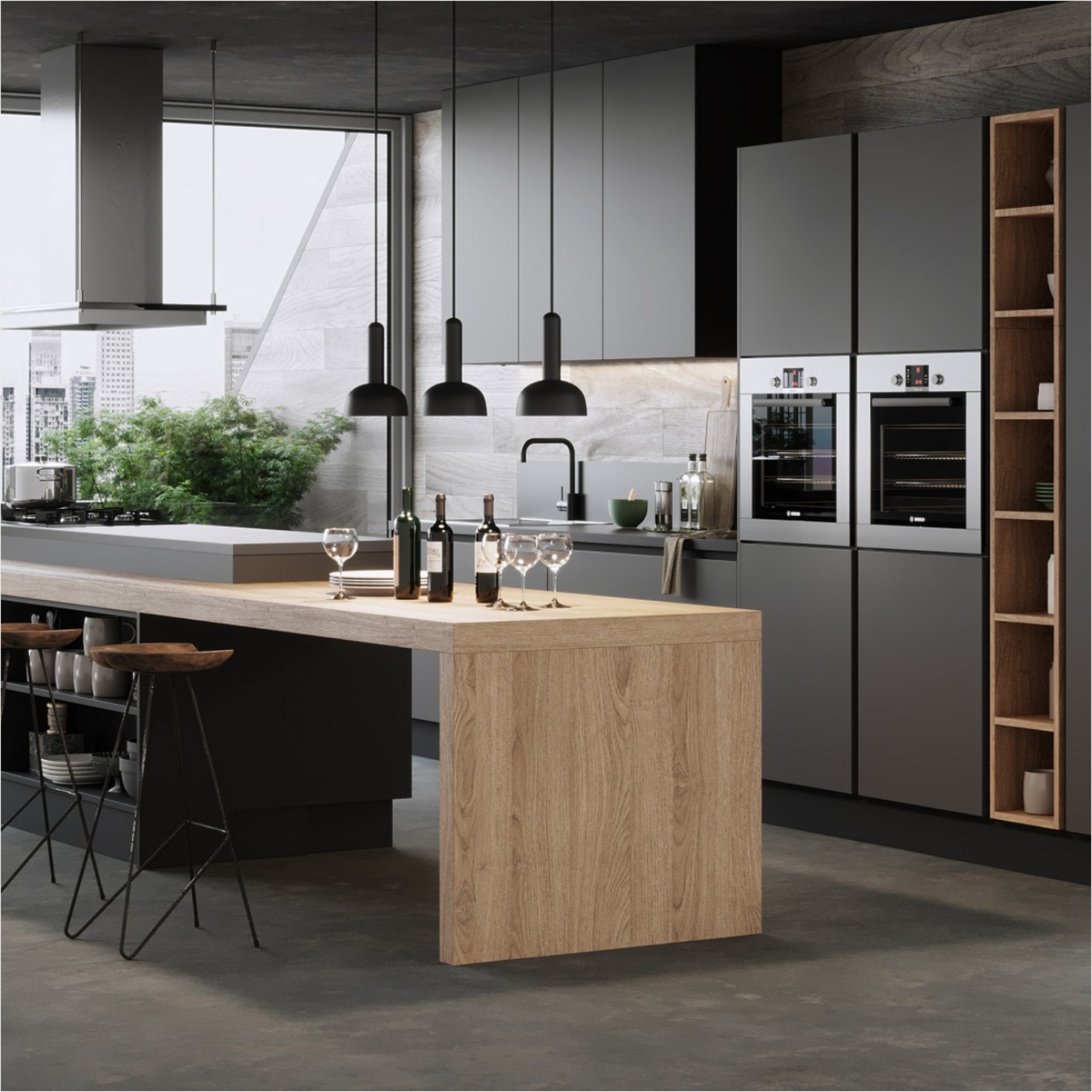 an abstract photo of a curved building with a blue sky in the background