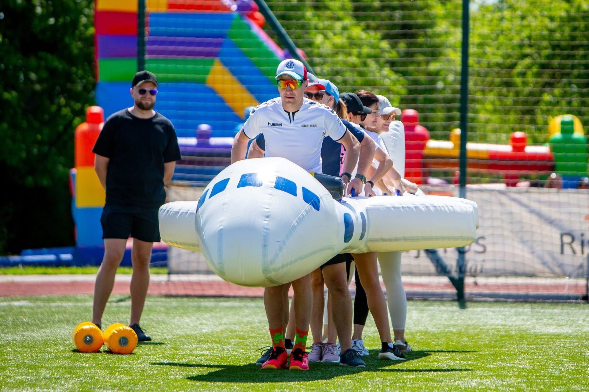 an abstract photo of a curved building with a blue sky in the background