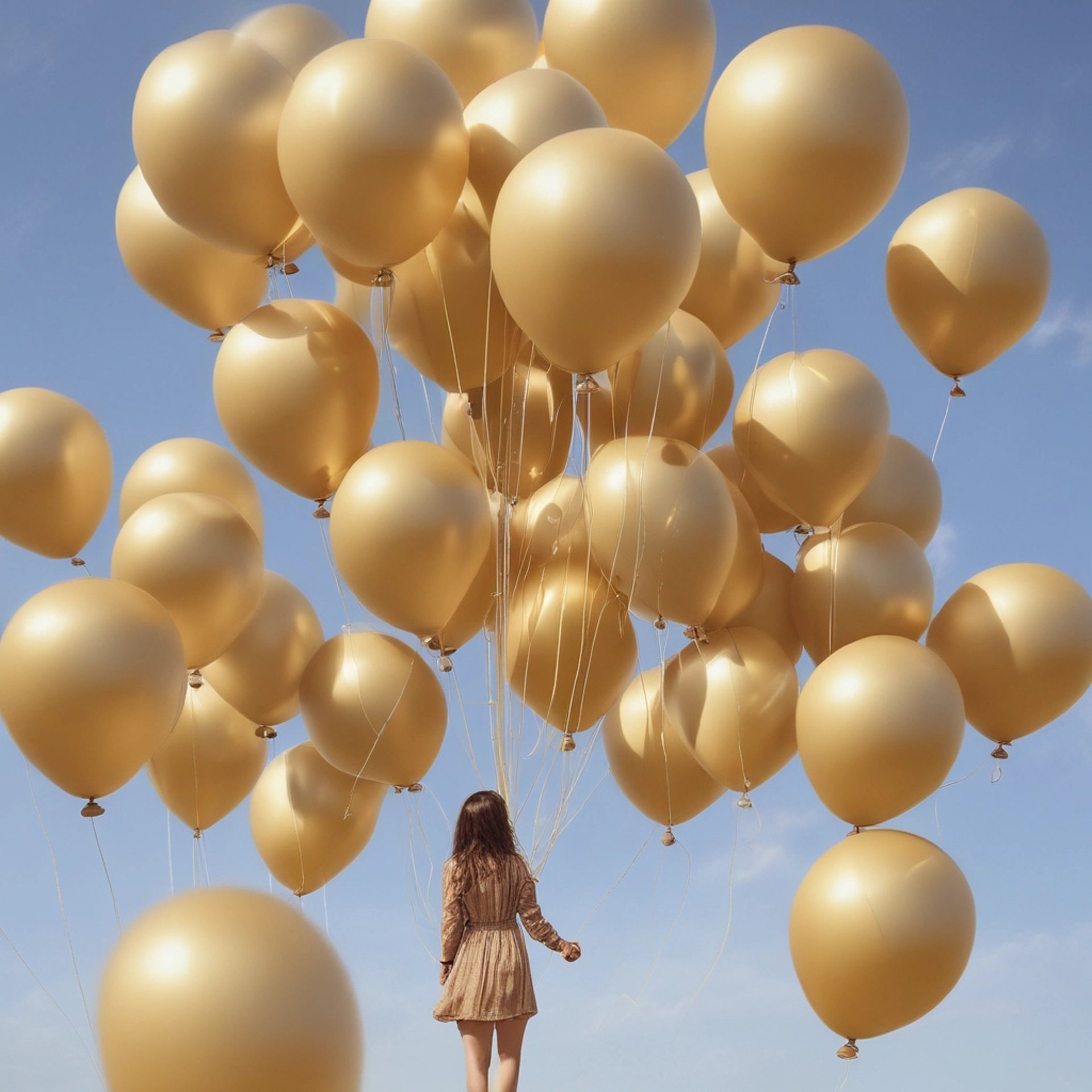 woman wearing yellow long-sleeved dress under white clouds and blue sky during daytime