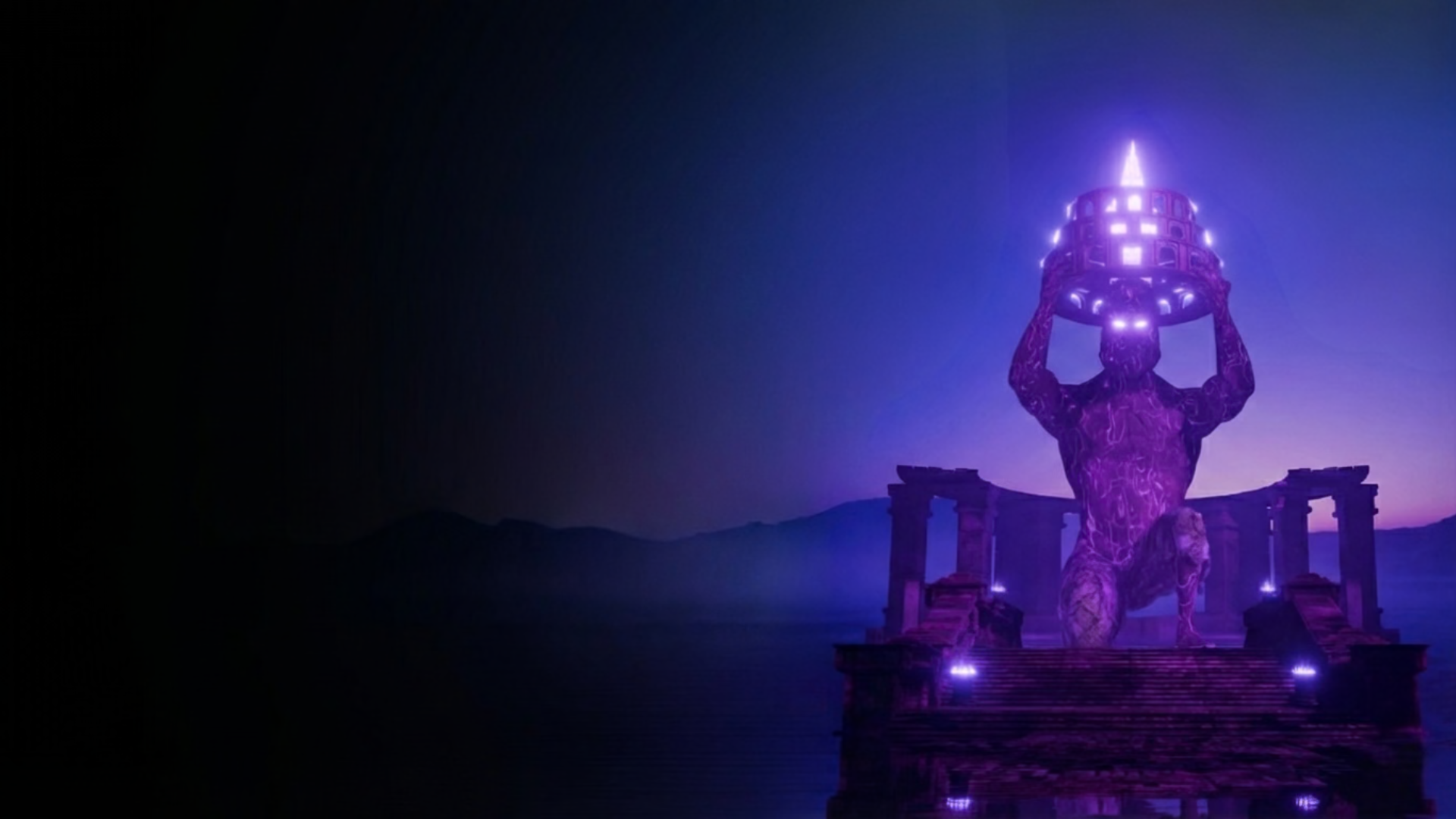 an abstract photo of a curved building with a blue sky in the background