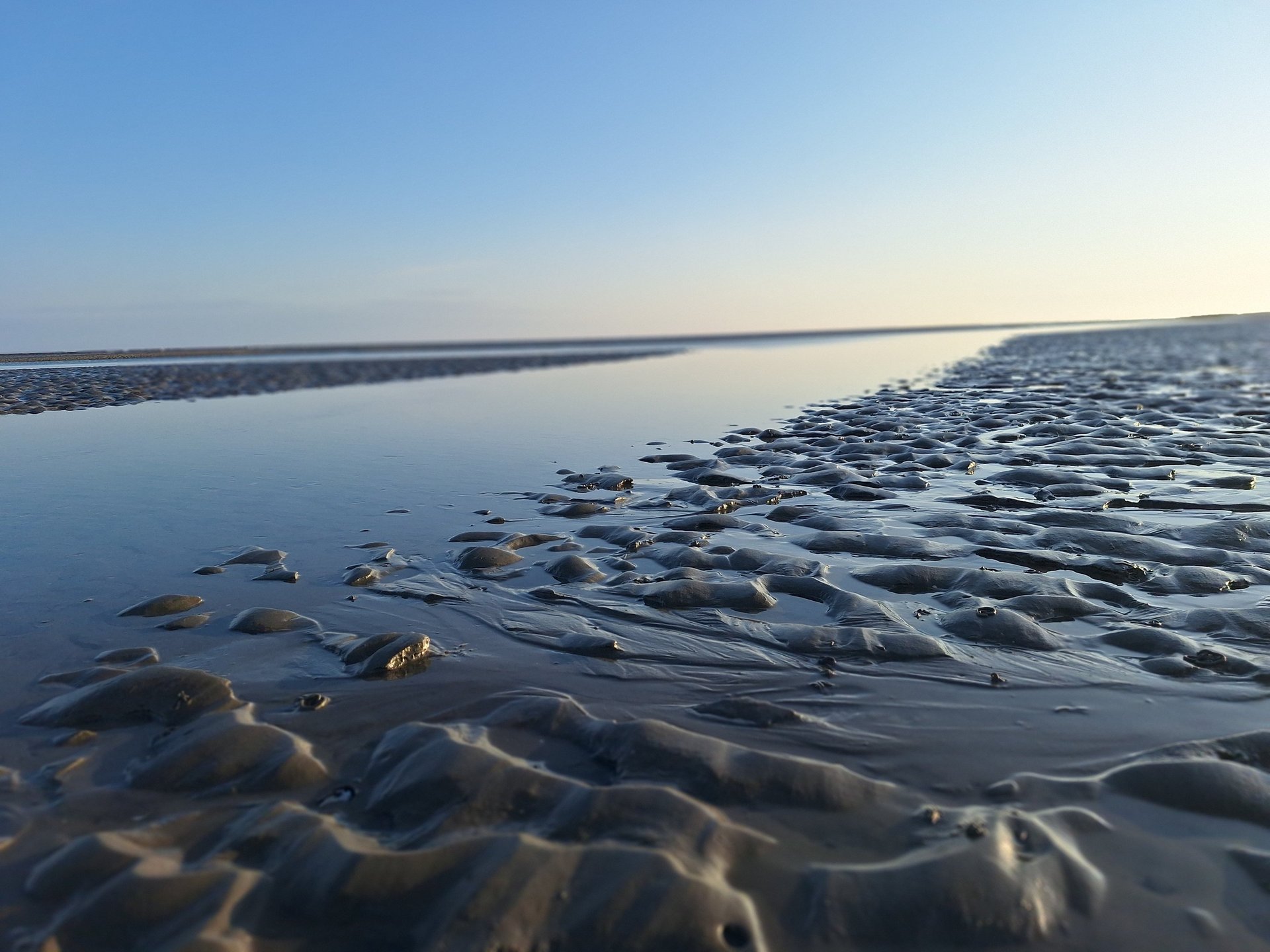 an abstract photo of a curved building with a blue sky in the background