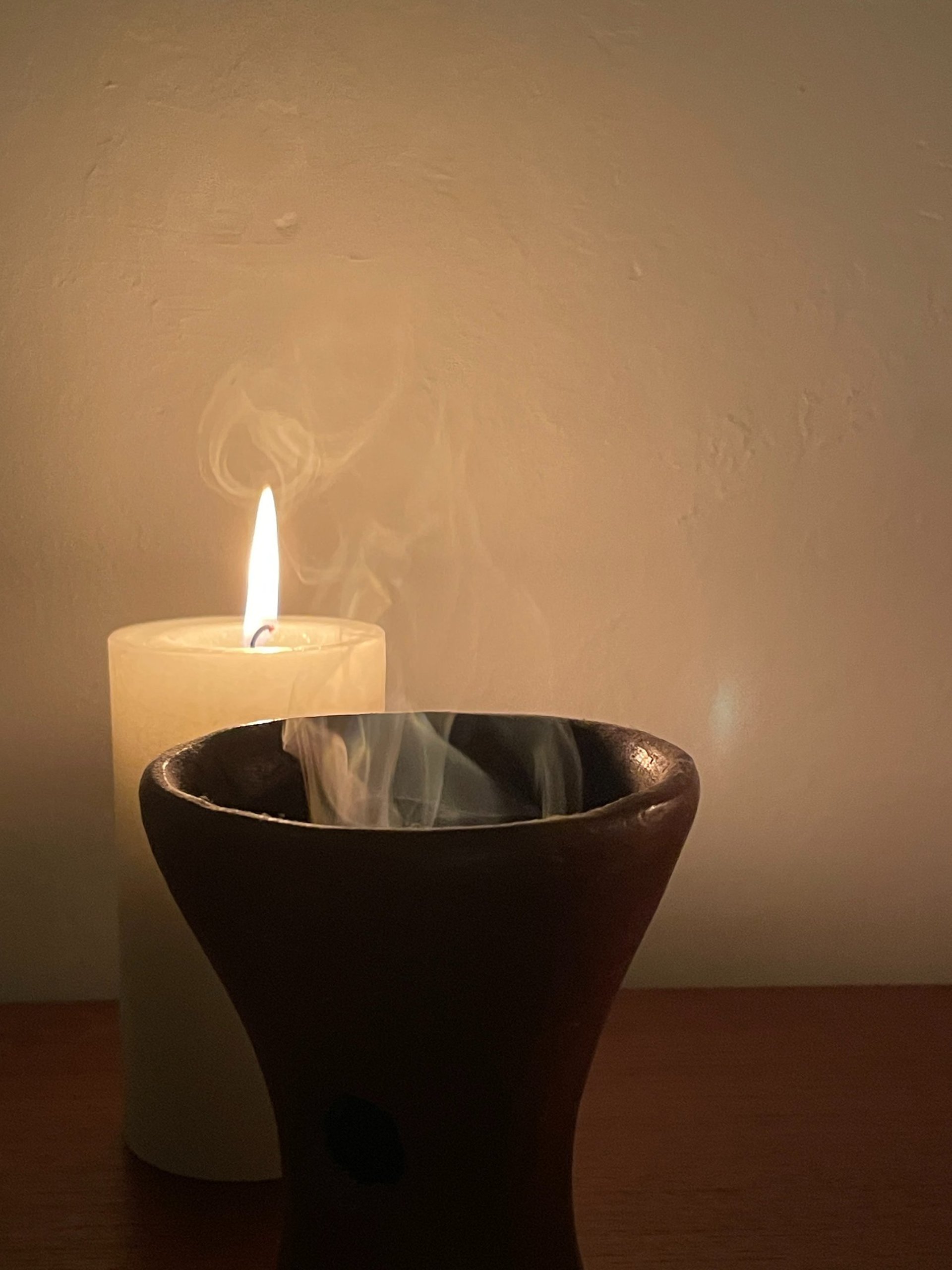 red candles with white candles