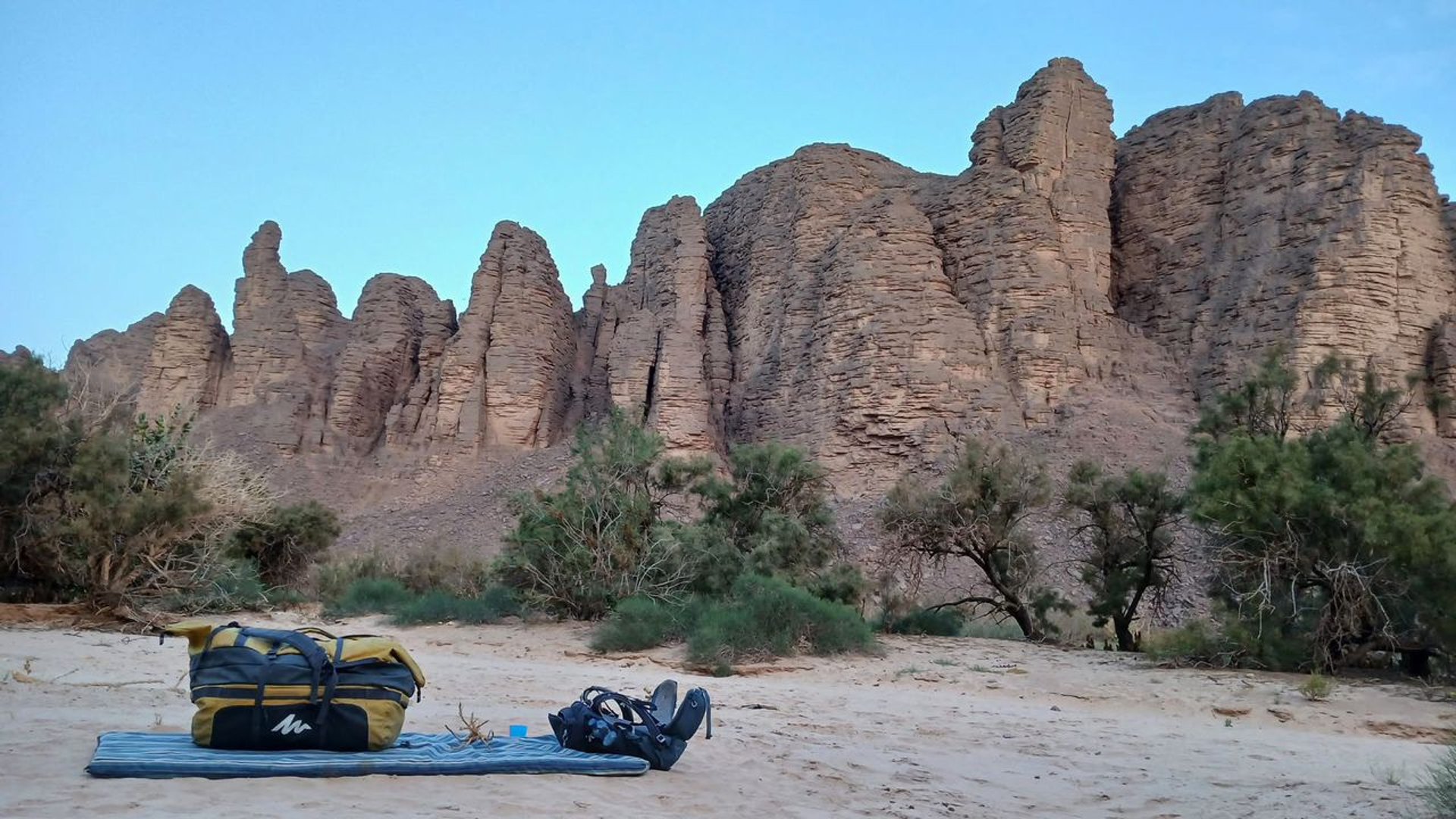 an abstract photo of a curved building with a blue sky in the background