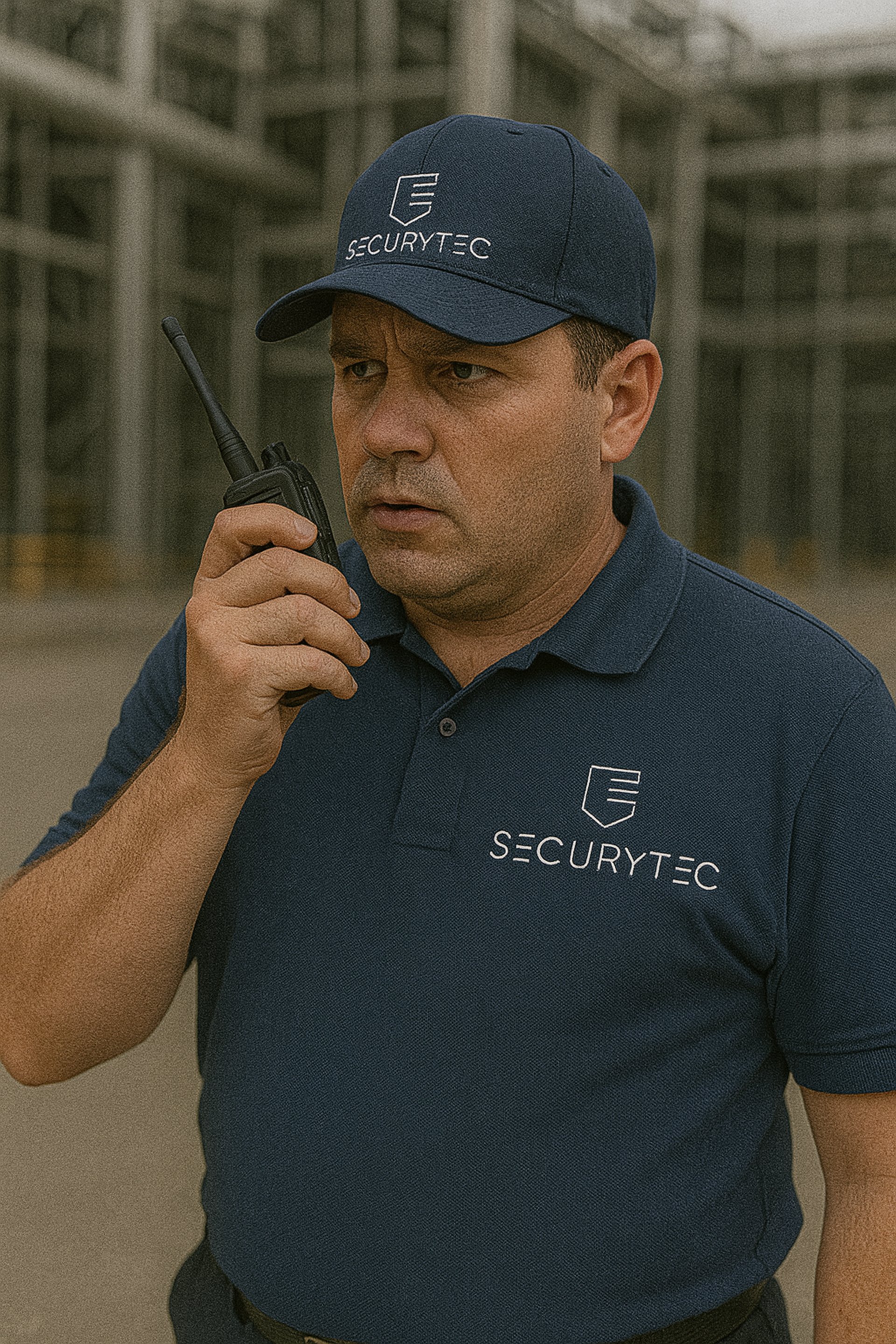 security guard standing on the gray floor
