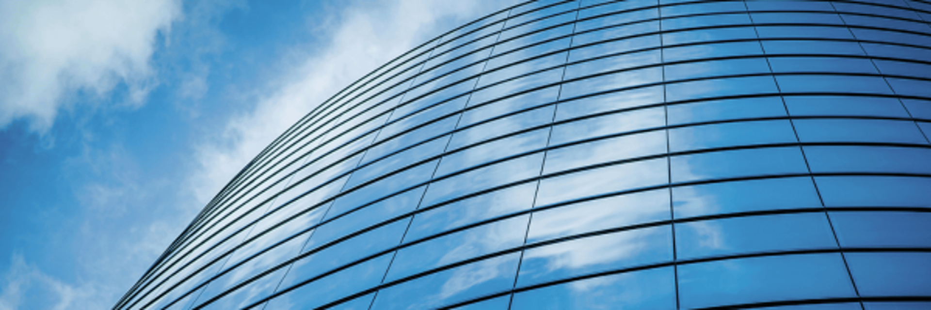 blue and white glass building