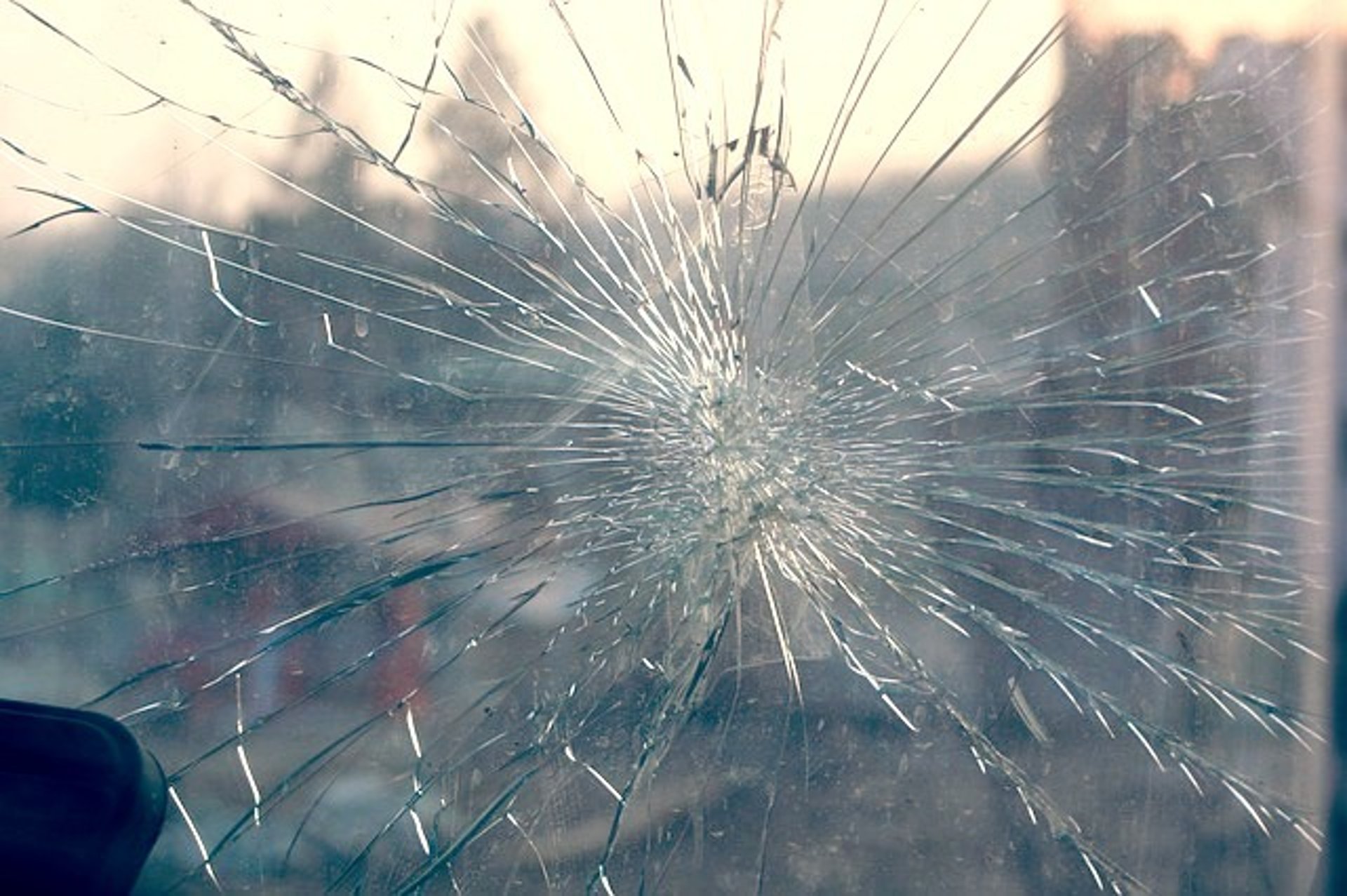 broken glass in window