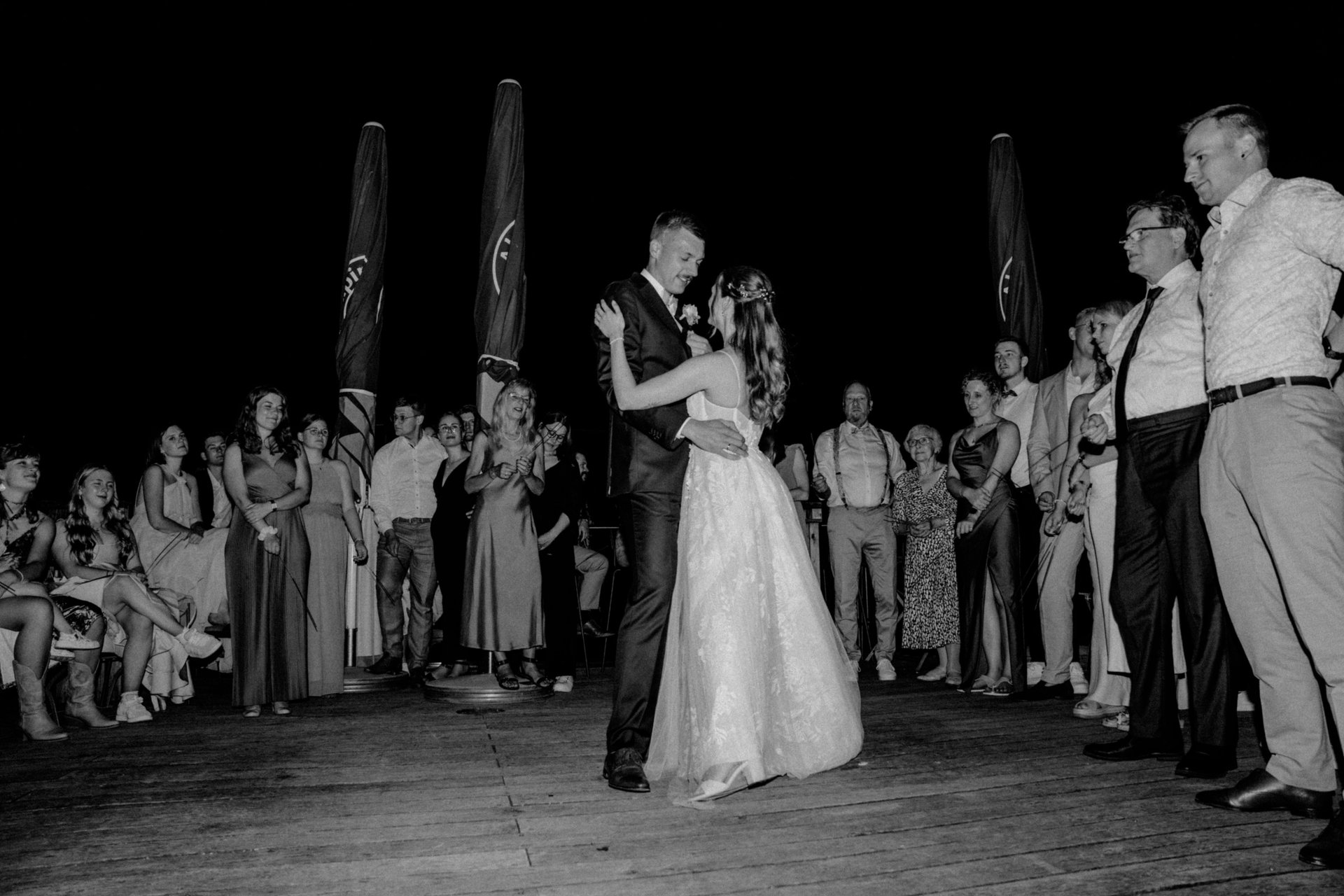 a bride and groom dancing at their wedding reception