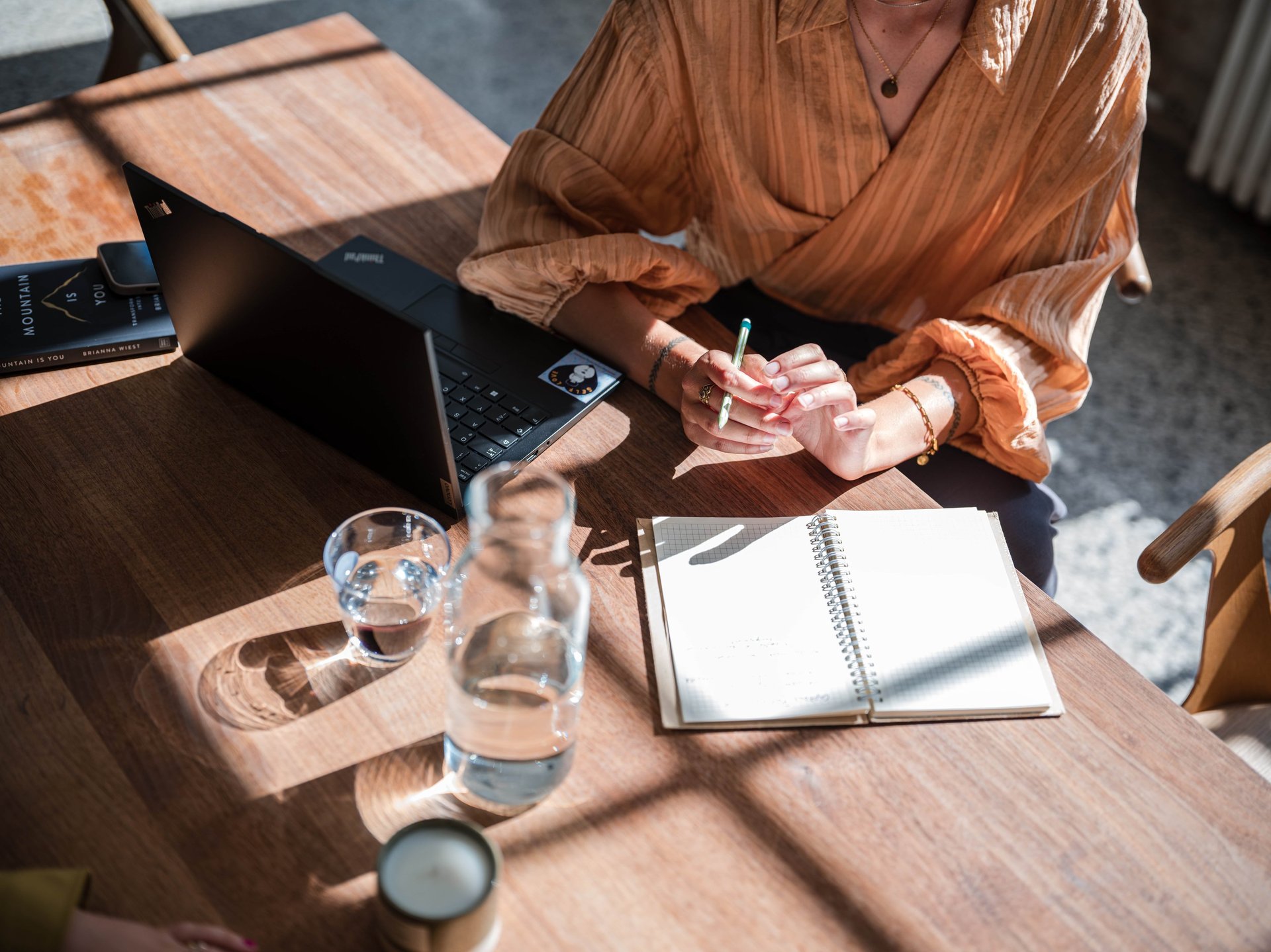 brown wooden 9-piece office table and chairs