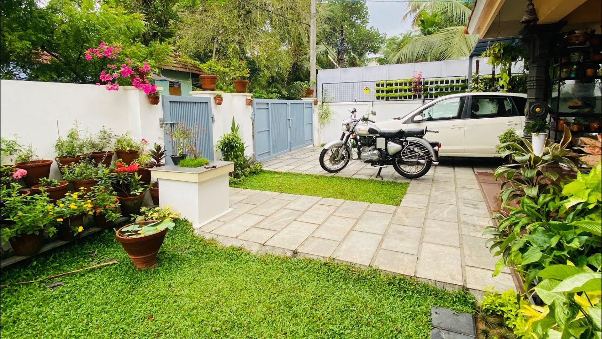 Beautiful Pearl Grass lawn installed by FM Landscaping in residential frontyard in Bangalore