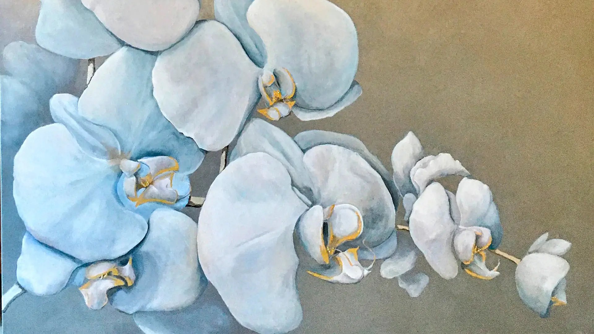 closeup of orchid painting by marcine in nj