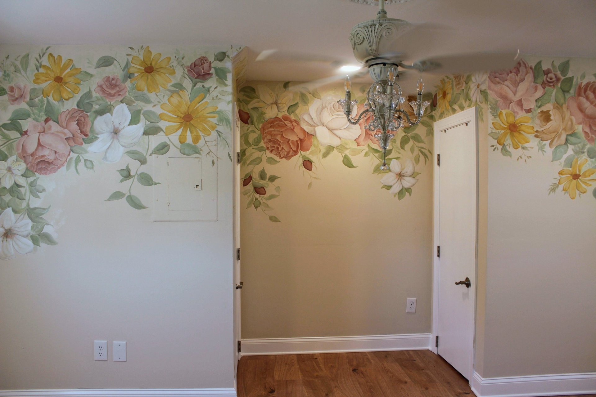 bespoke nursery mural in monmouth county, nj by marcine of large roses