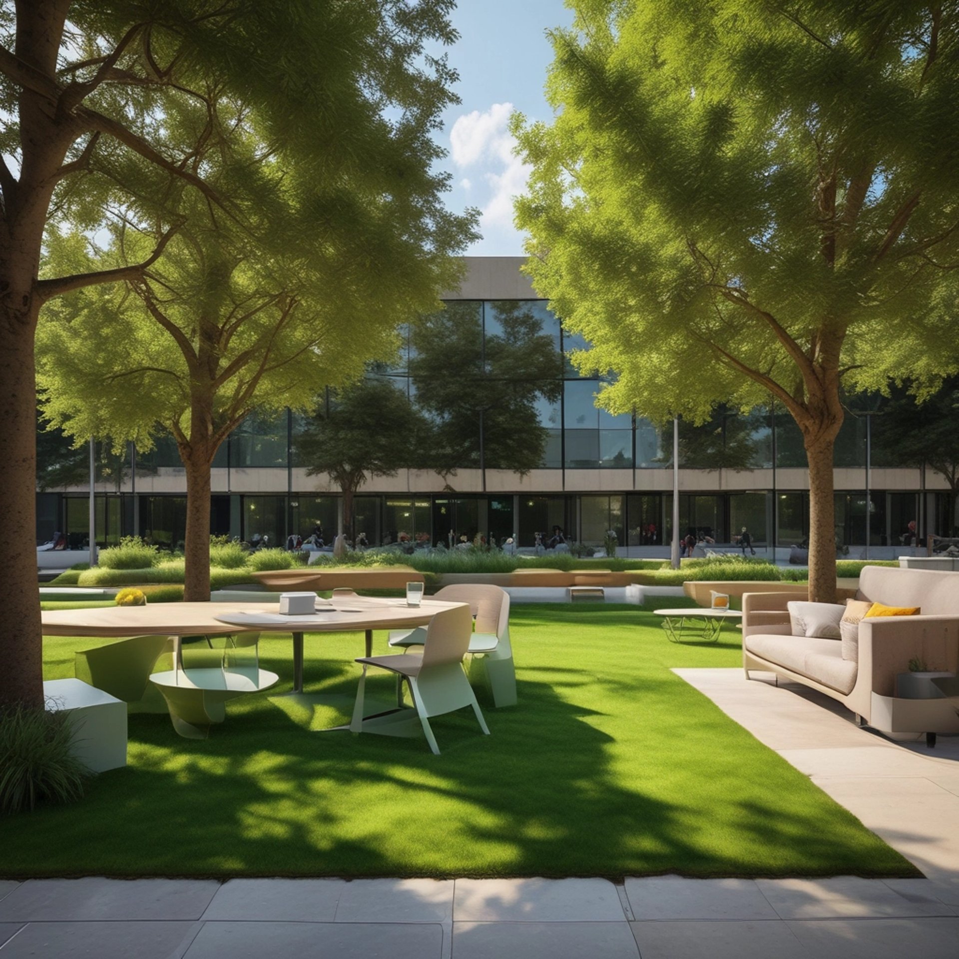 an abstract photo of a curved building with a blue sky in the background