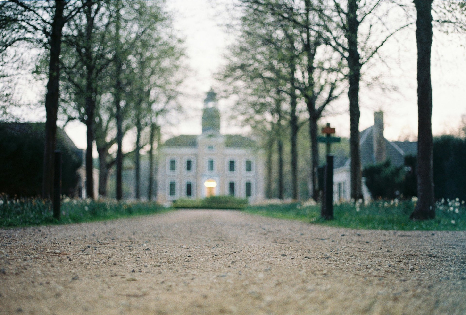 an abstract photo of a curved building with a blue sky in the background