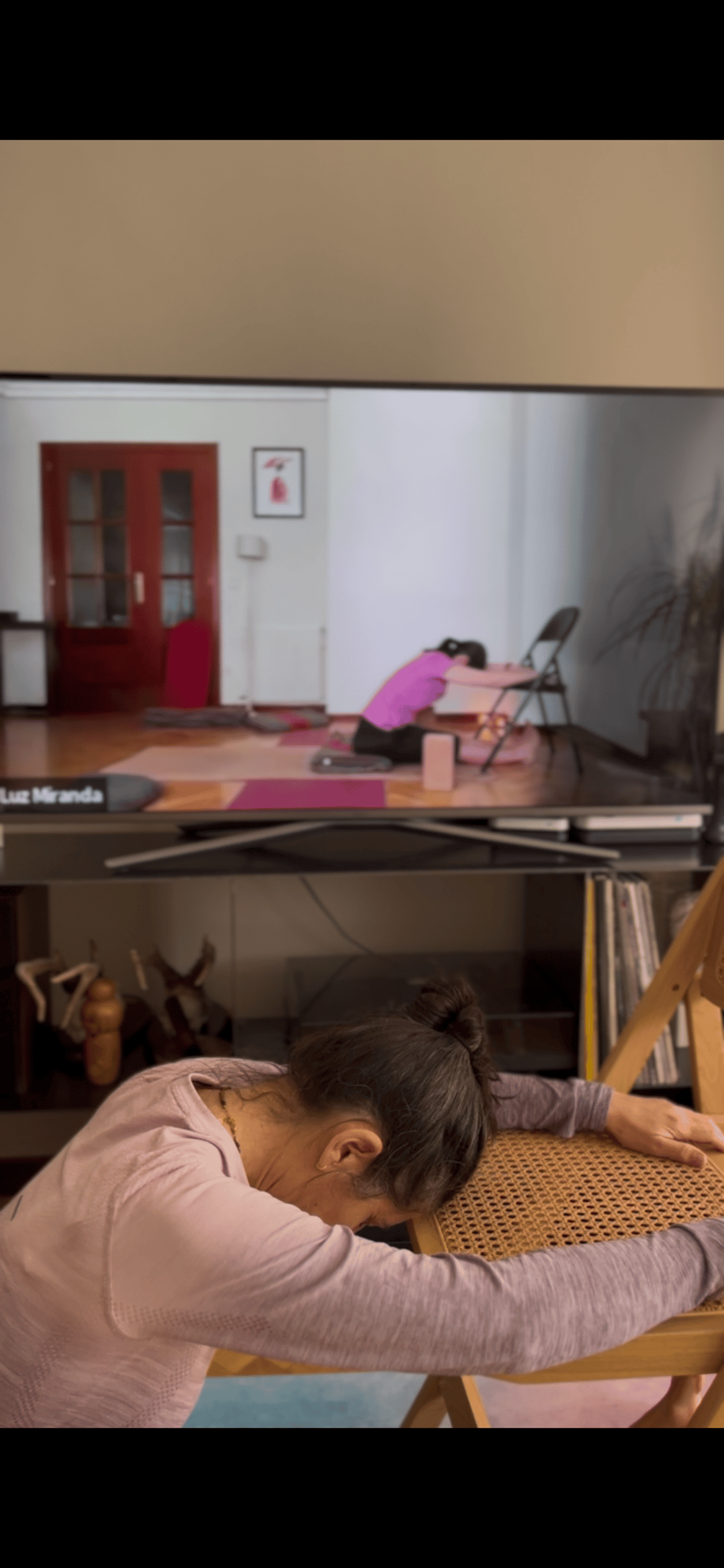 woman doing exercise routine