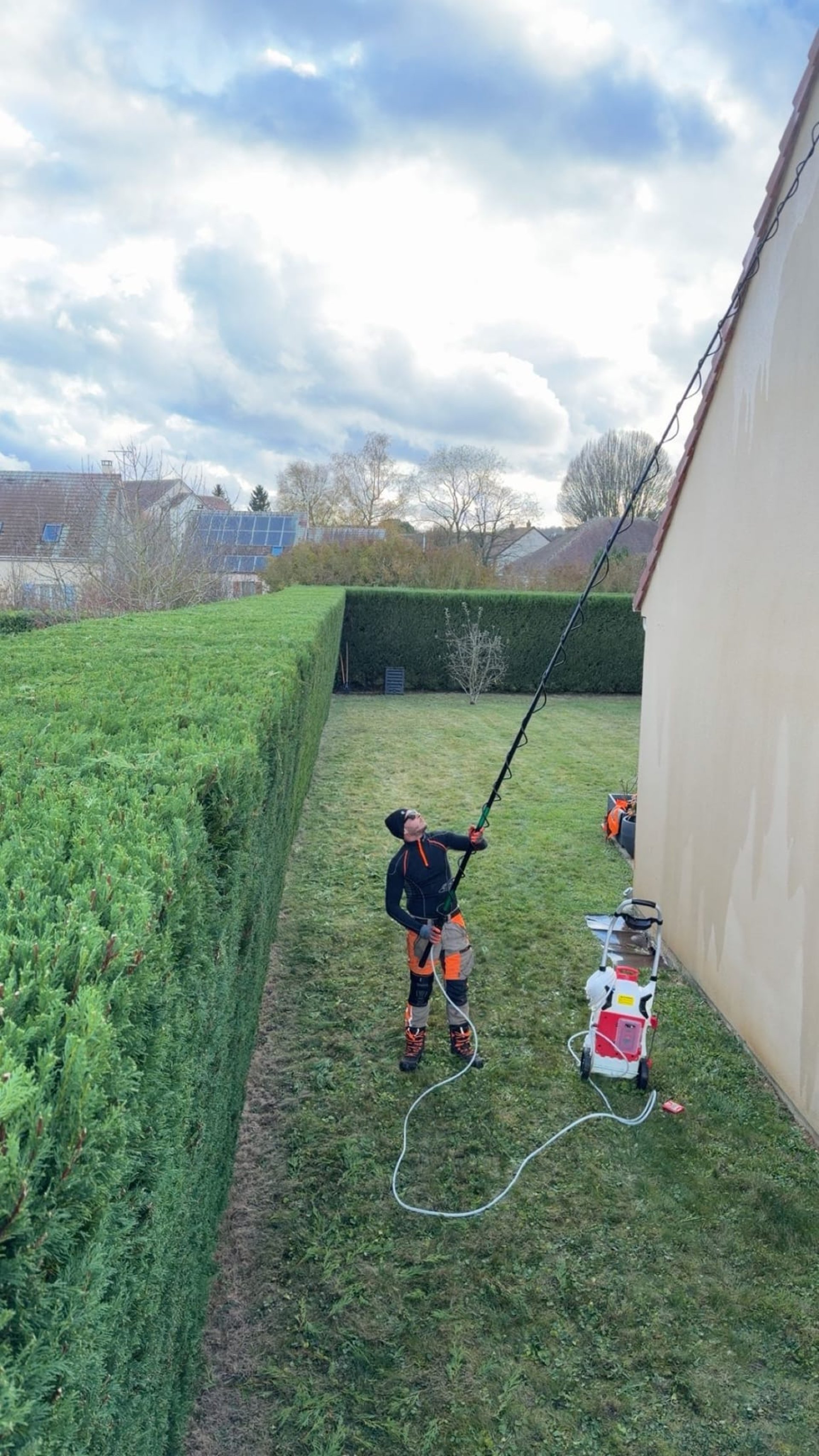 an abstract photo of a curved building with a blue sky in the background