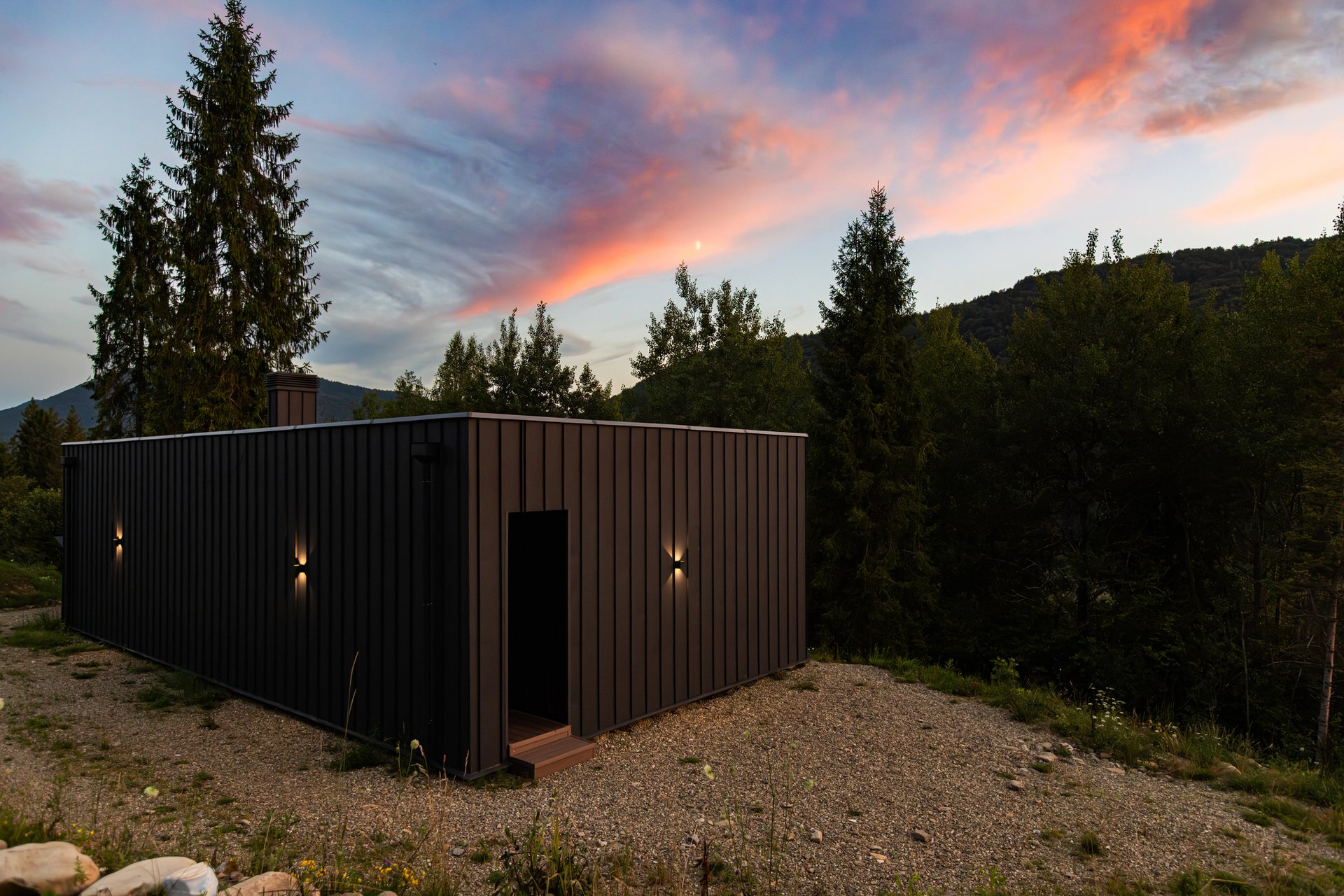 an abstract photo of a curved building with a blue sky in the background