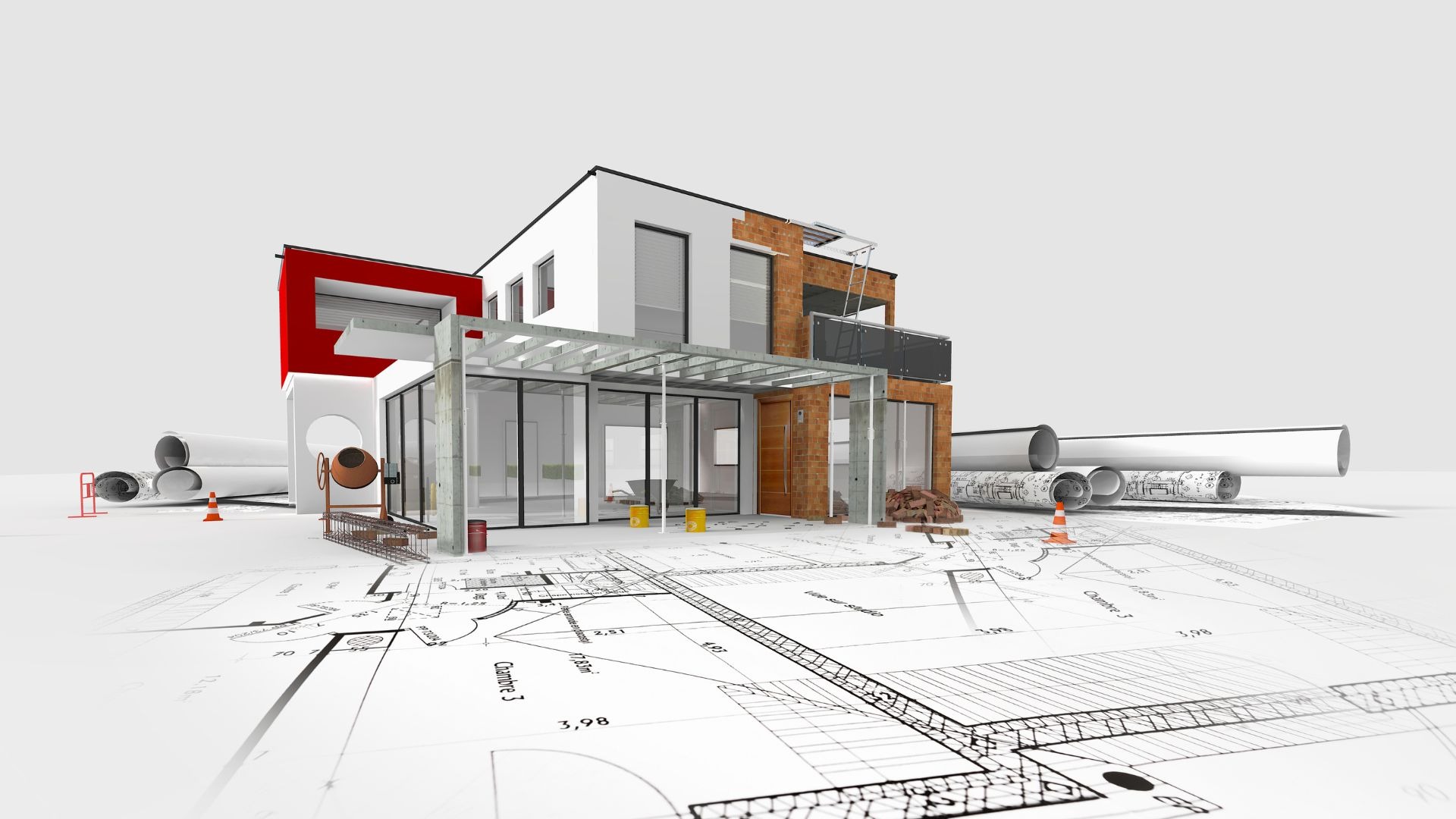 a modern house with a pool in front of it