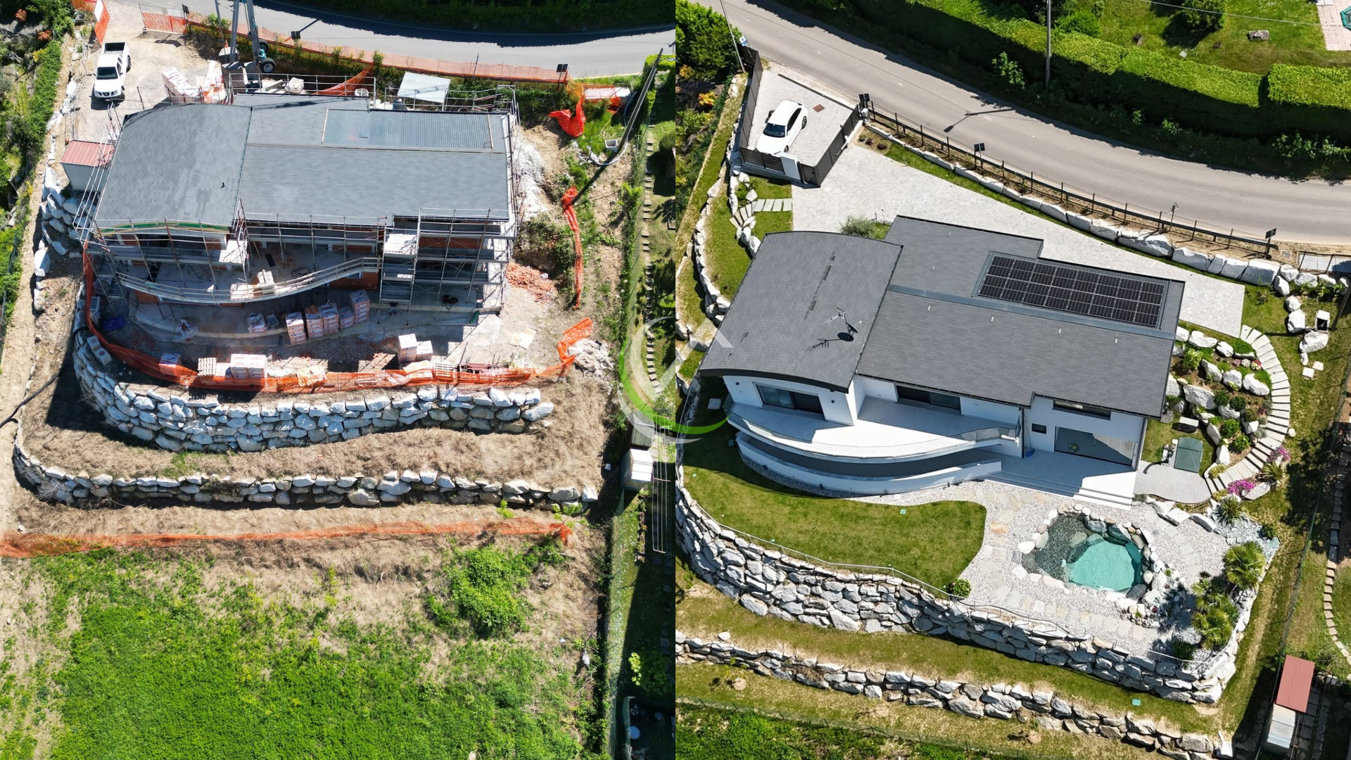 prima e dopo di una costruzione di una piscina interrata a san felice circeo da edil leonardo srl
