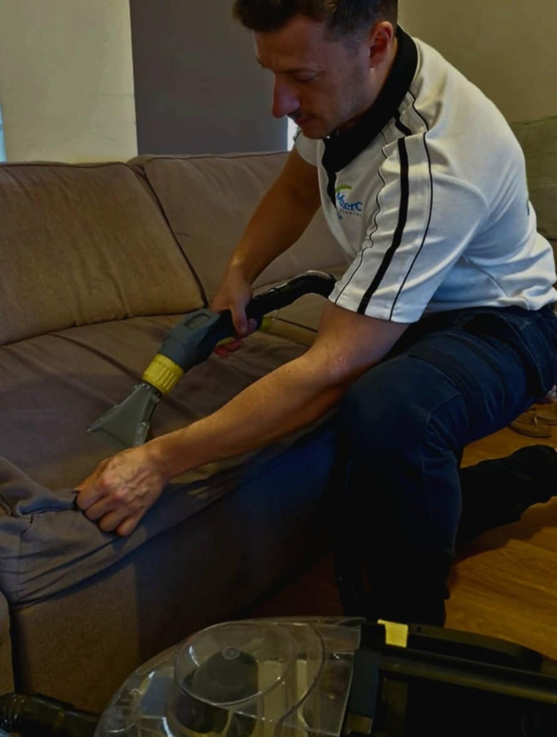 beige couch and armchair