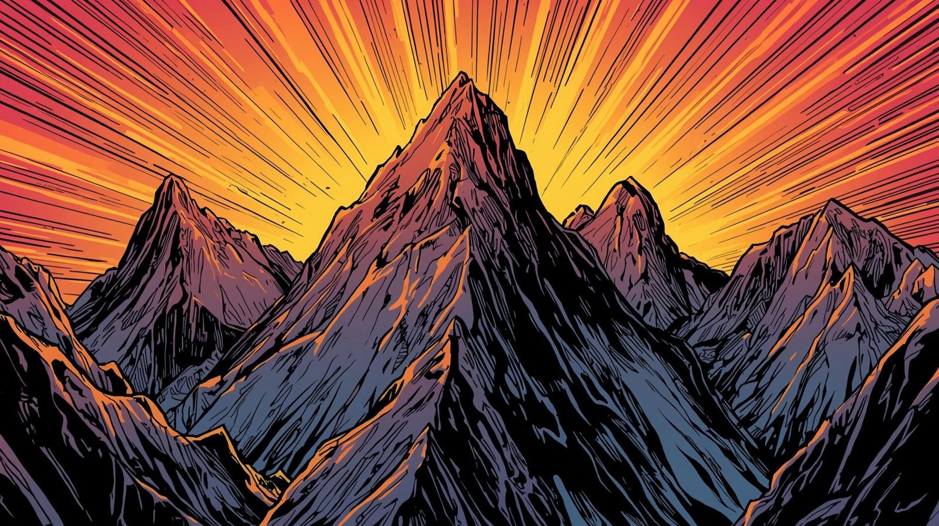Comic book image of mountain resembling strength
