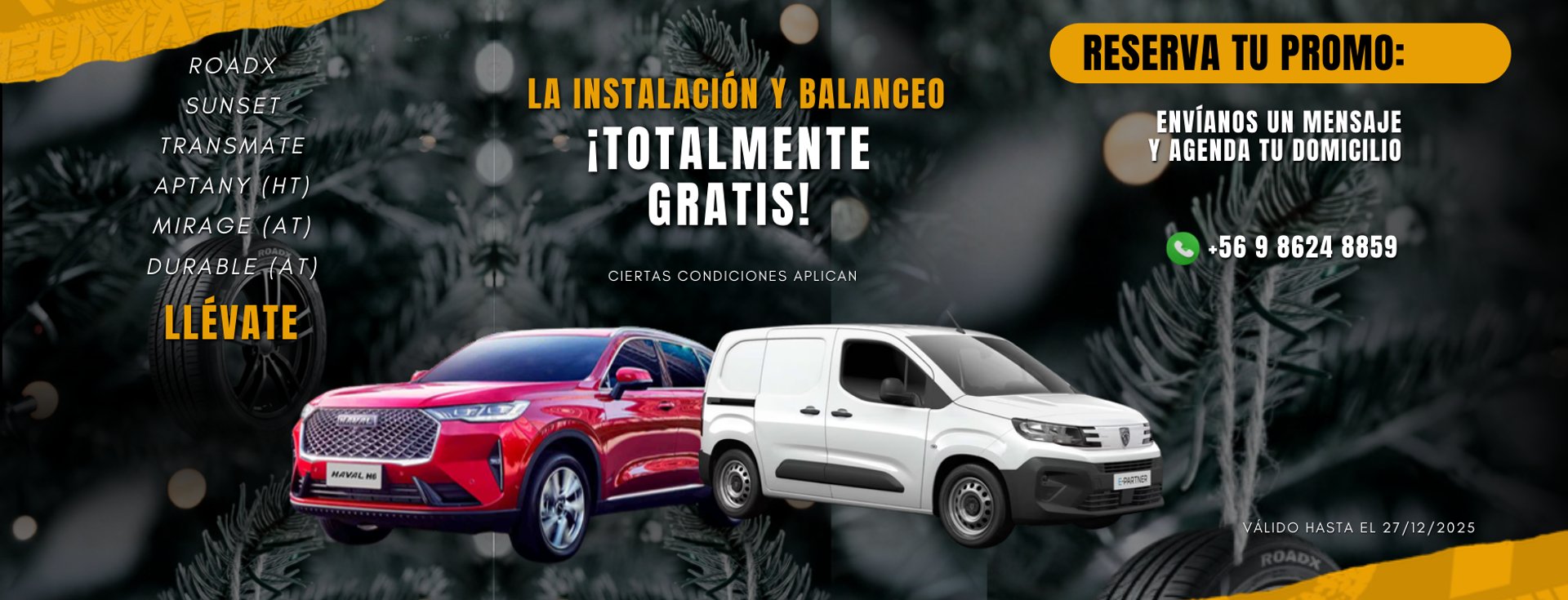 OFERTA de instalación y balanceo a domicilio GRATIS en INSTANEUMATICOS con la compra de 4 neumaticos