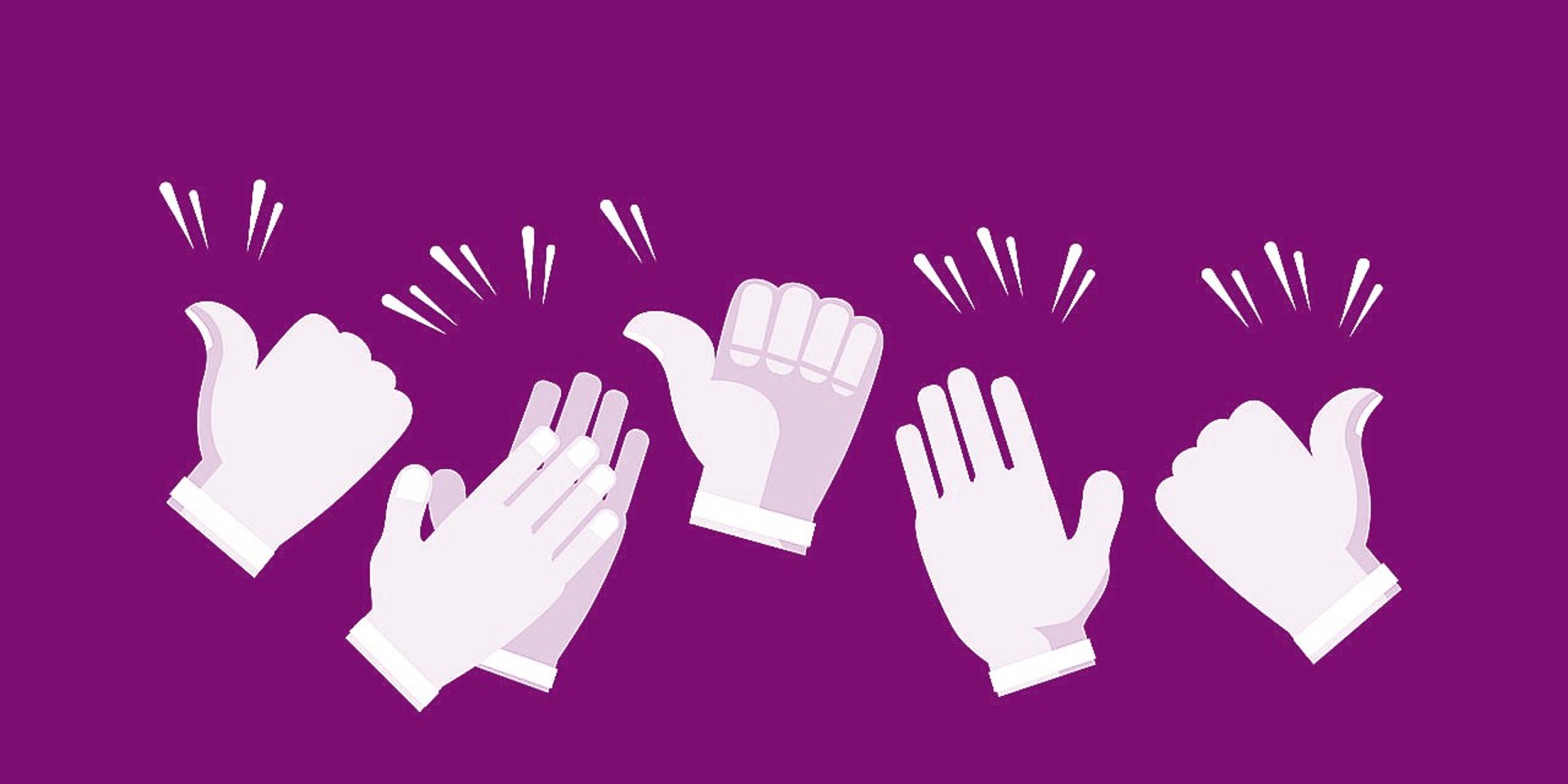 des mains qui applaudissent et des pouces en l'air qui montrent des avis positifs