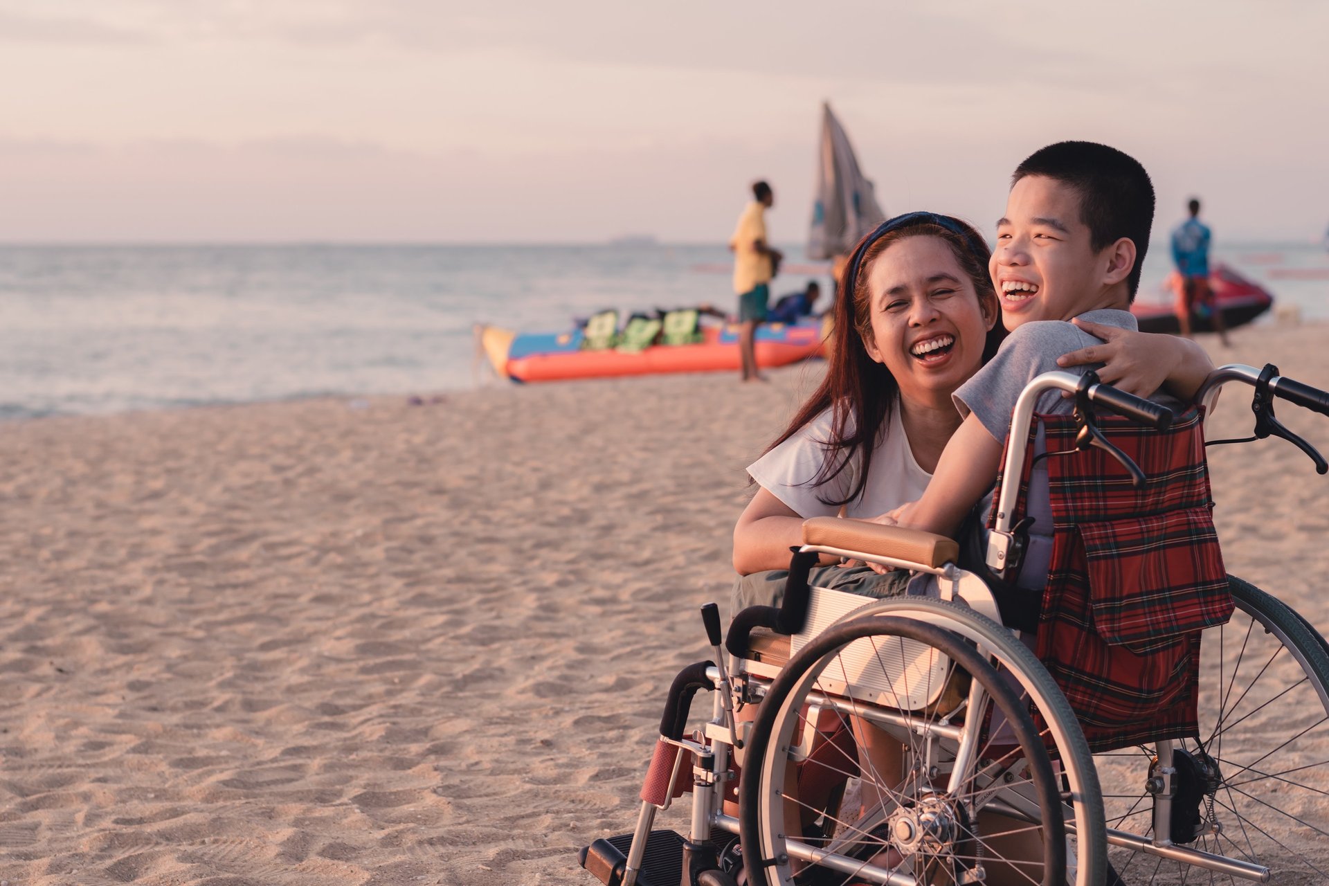 an abstract photo of a curved building with a blue sky in the background