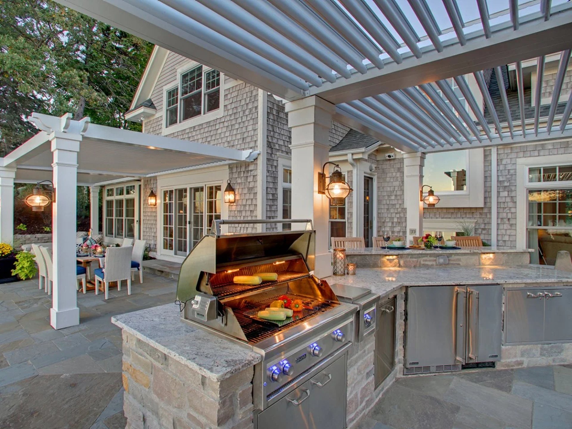 luxury deck and patio build with outdoor kitchen