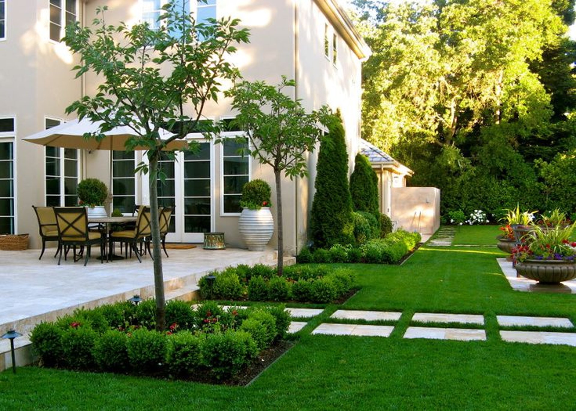 Atherton estate yard makeover with native plants, walkways, and outdoor seating area