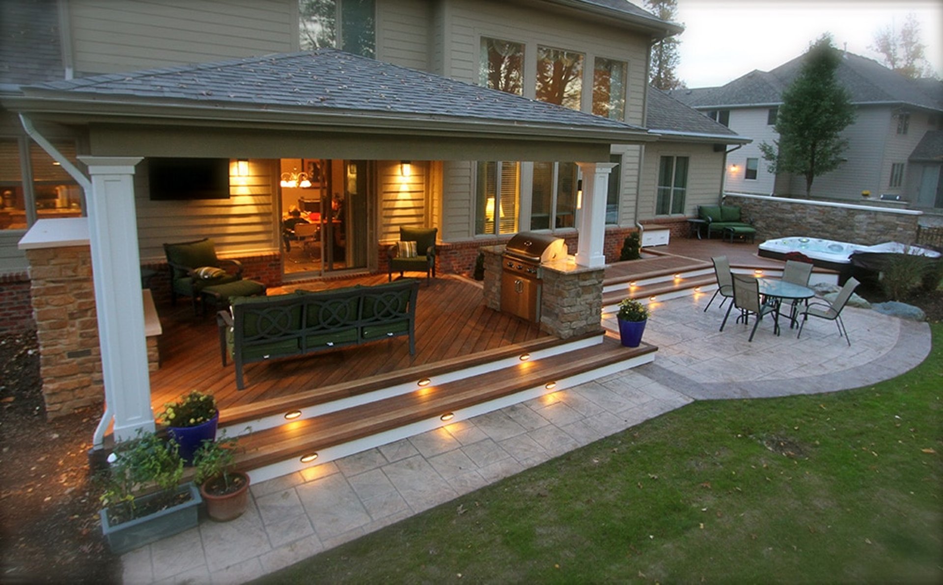patio and deck combo for modern landscape design