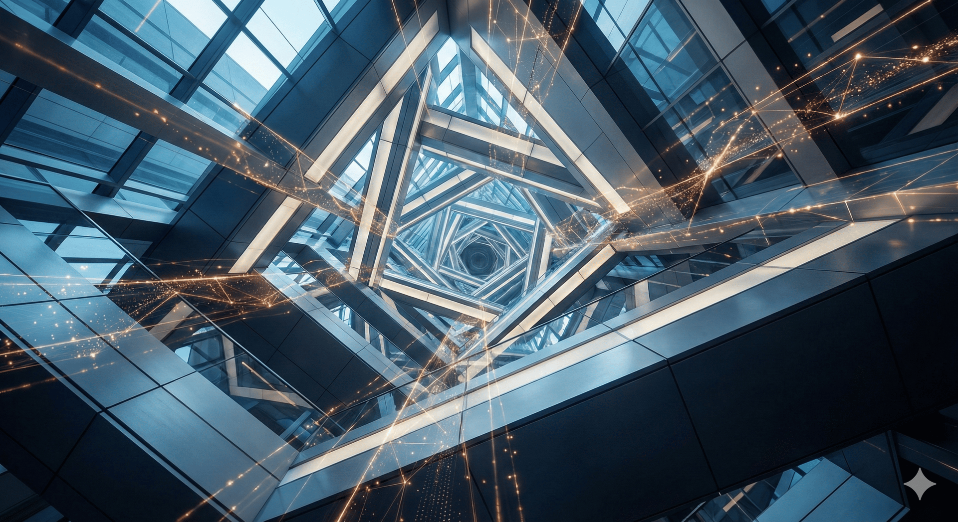 an abstract photo of a curved building with a blue sky in the background