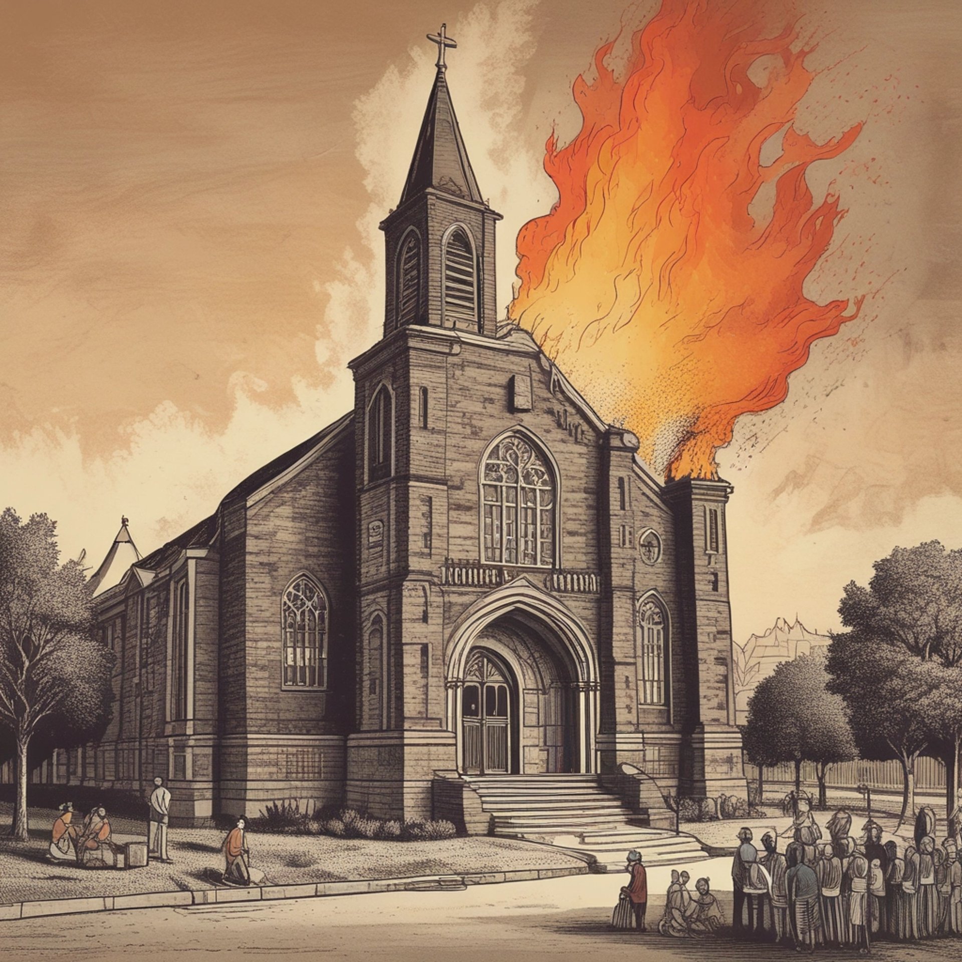 a large cathedral with a red cross on top