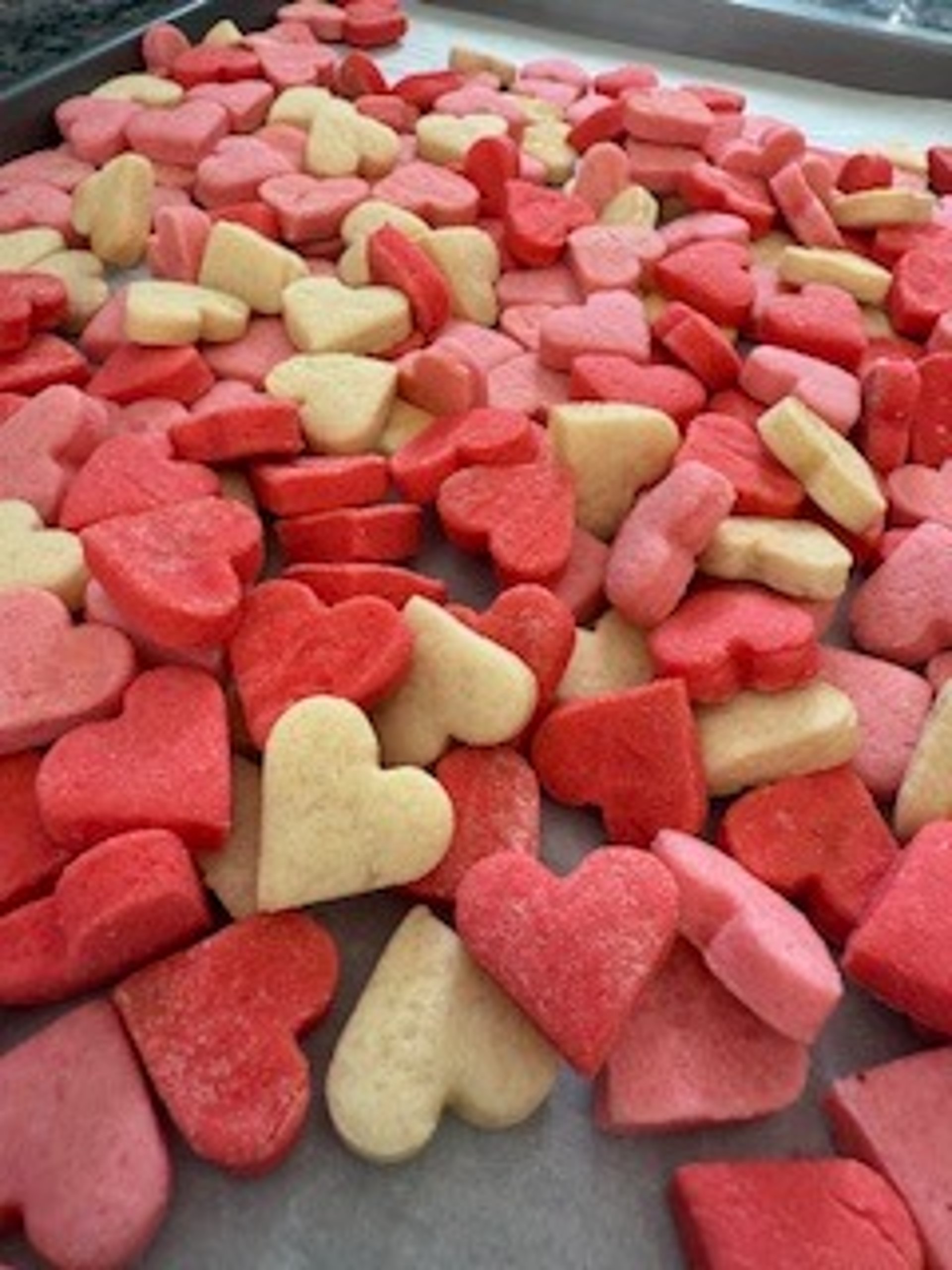 pink, white, and red heart decor