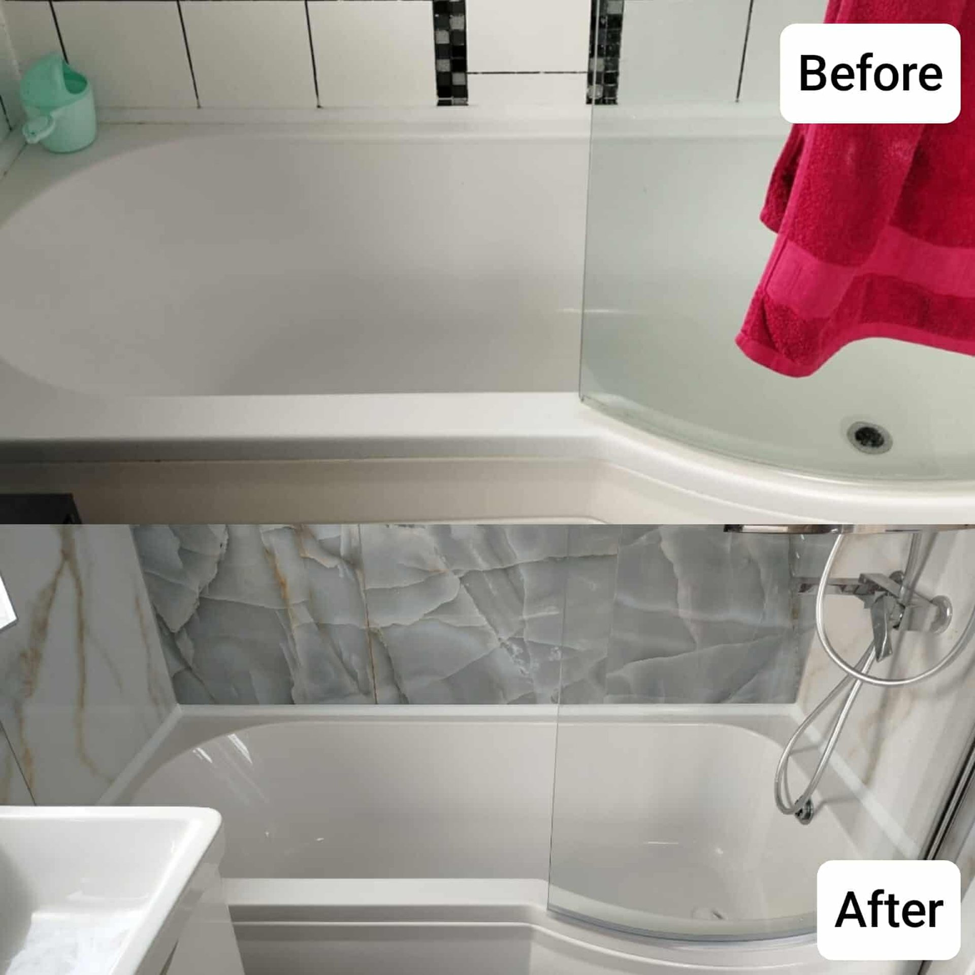 Luxury bathroom makeover bathtub marble design featuring contemporary styling and premium finishes in Yorkshire property