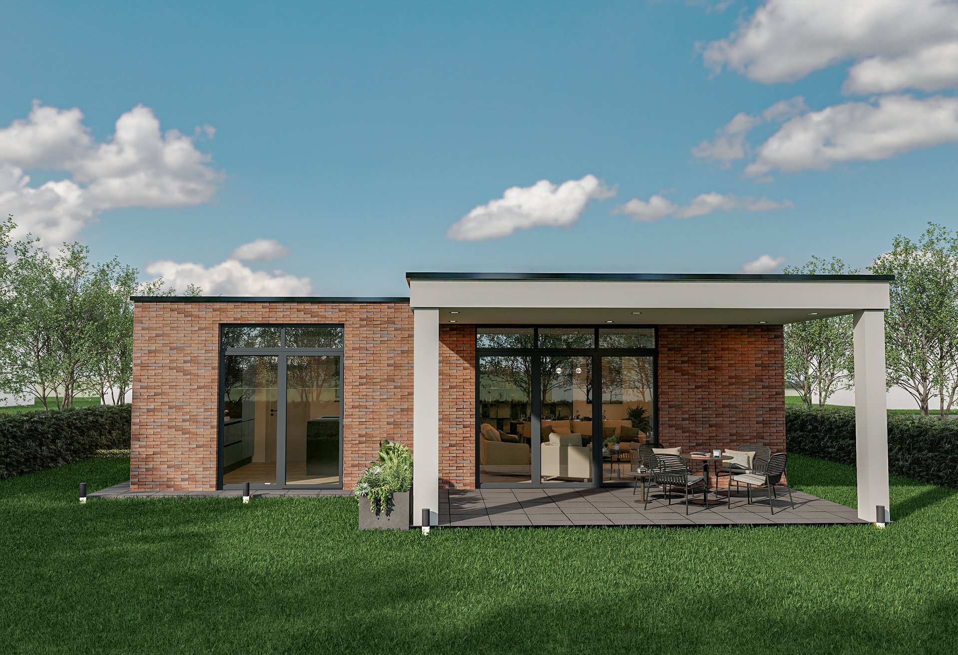 an abstract photo of a curved building with a blue sky in the background