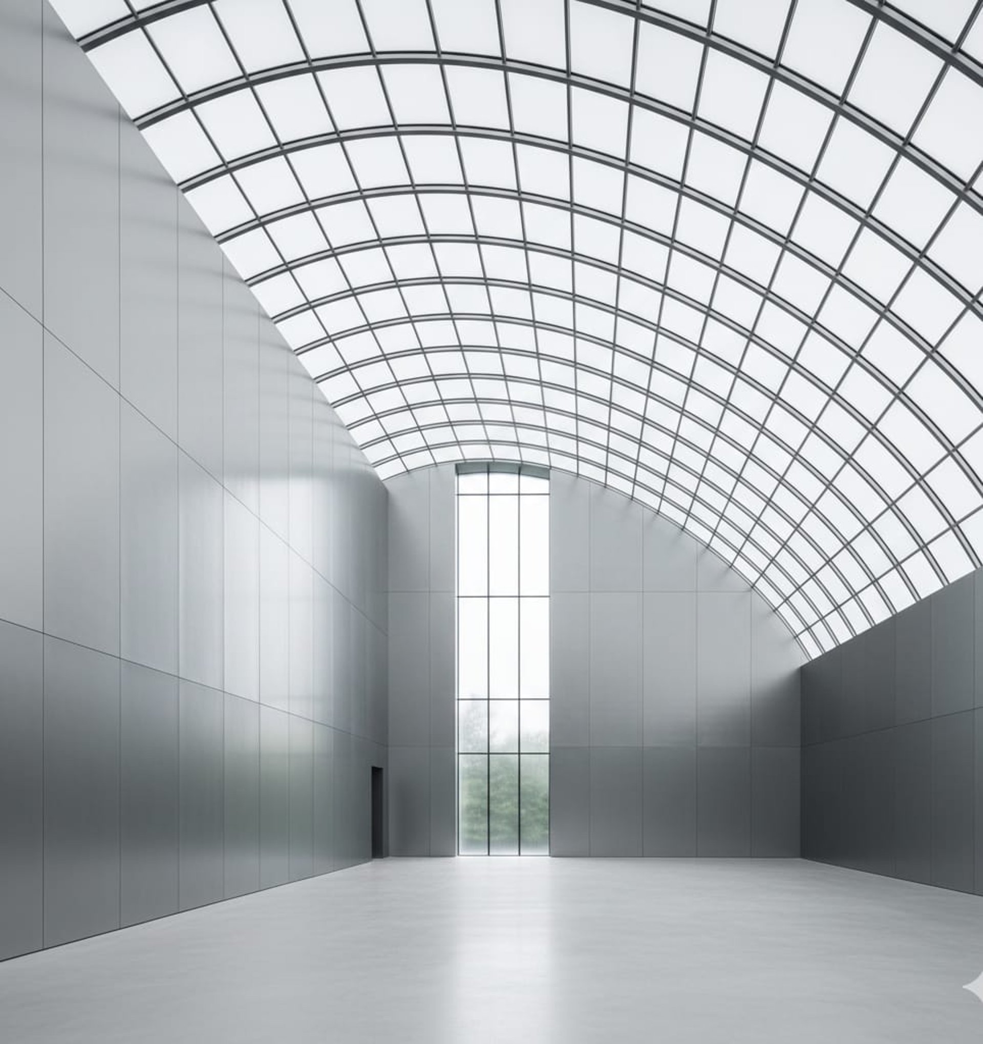 an abstract photo of a curved building with a blue sky in the background